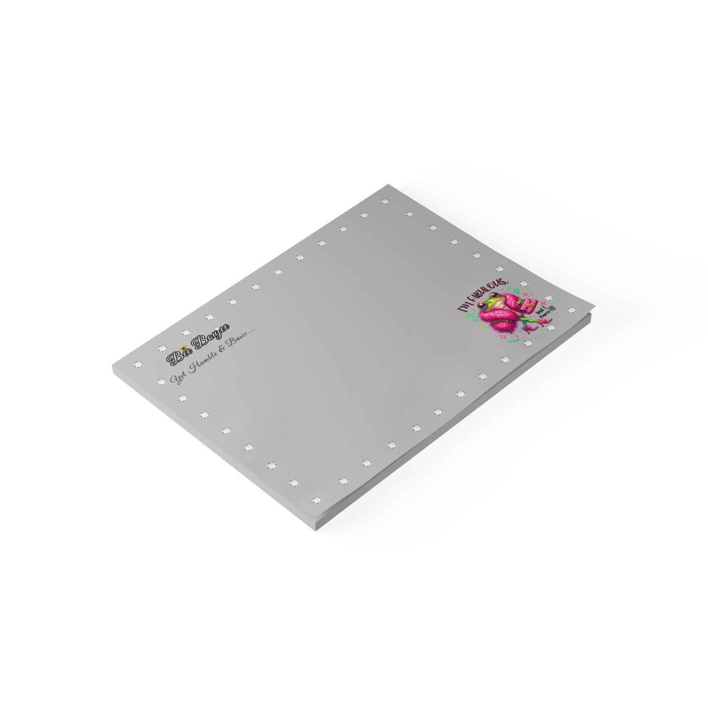 Bee Boujee DIAMONDS Fabulous Froggie - Post-it® Note Pad GREY 8x6