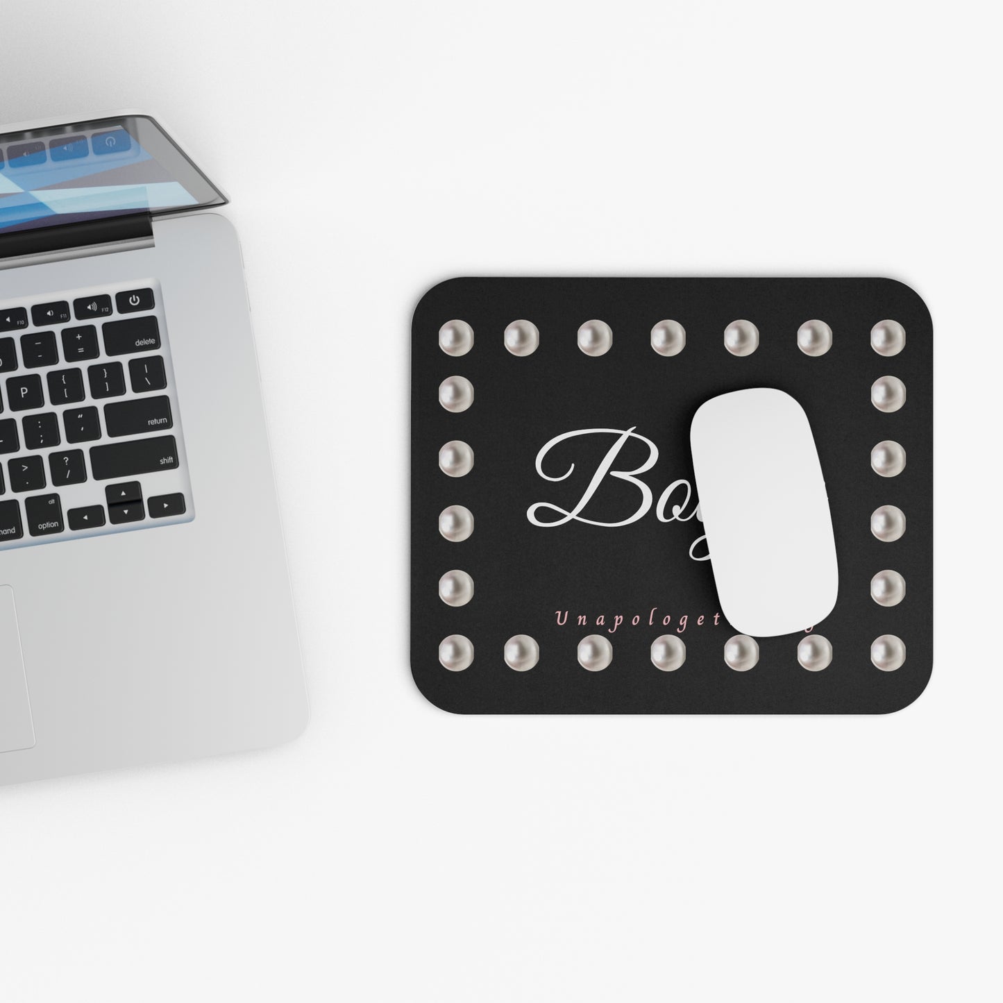 Boujee in Pearls Mouse Pad BLACK (Rectangle)