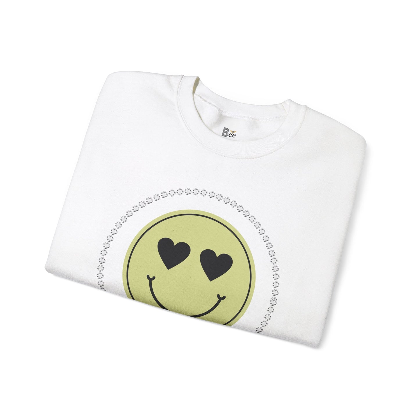 Boujee Smiley Face Heart Eyes Beige - Heavy Blend™ Light Colors Crewneck Sweatshirt