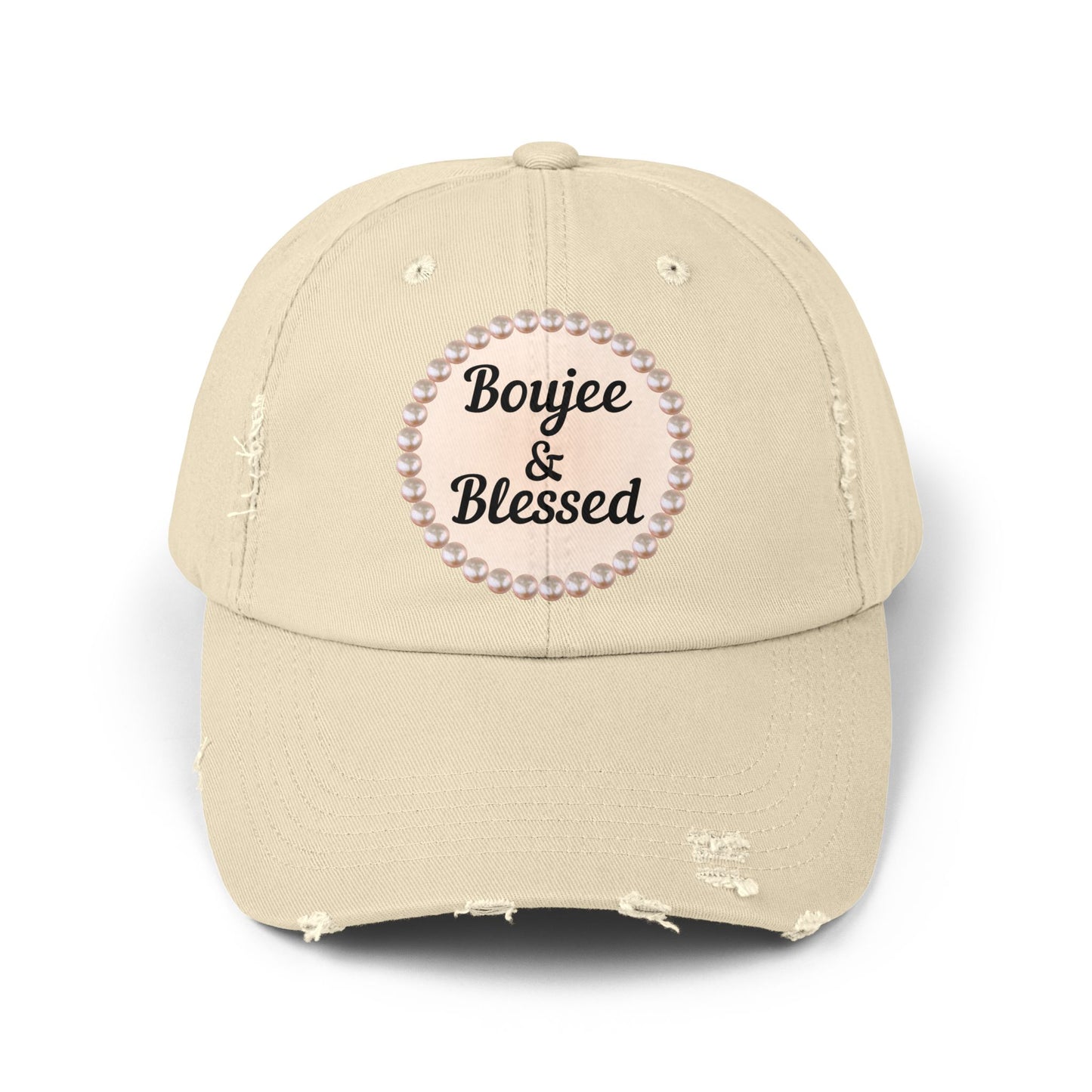 Boujee & Blessed Distressed Pearl-Emblem Cap