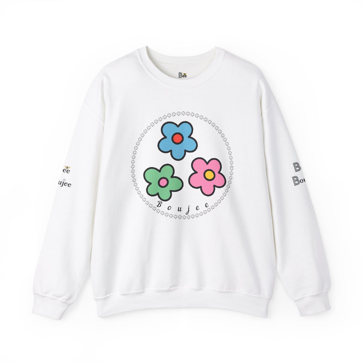 Boujee Mini Flowers Blue Pink Green - Heavy Blend™ Light Colors Crewneck Sweatshirt