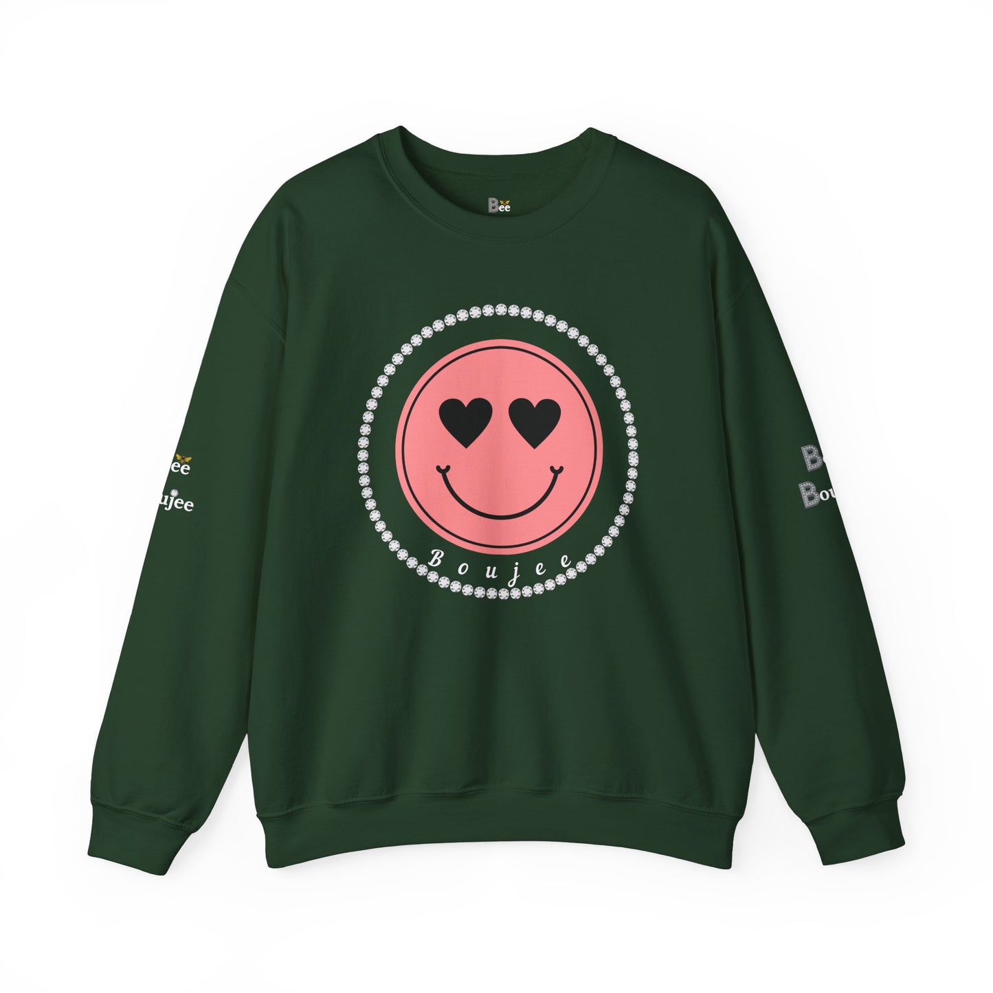 Boujee Smiley Face Pink Heart Eyes - Heavy Blend™ Dark Colors Crewneck Sweatshirt