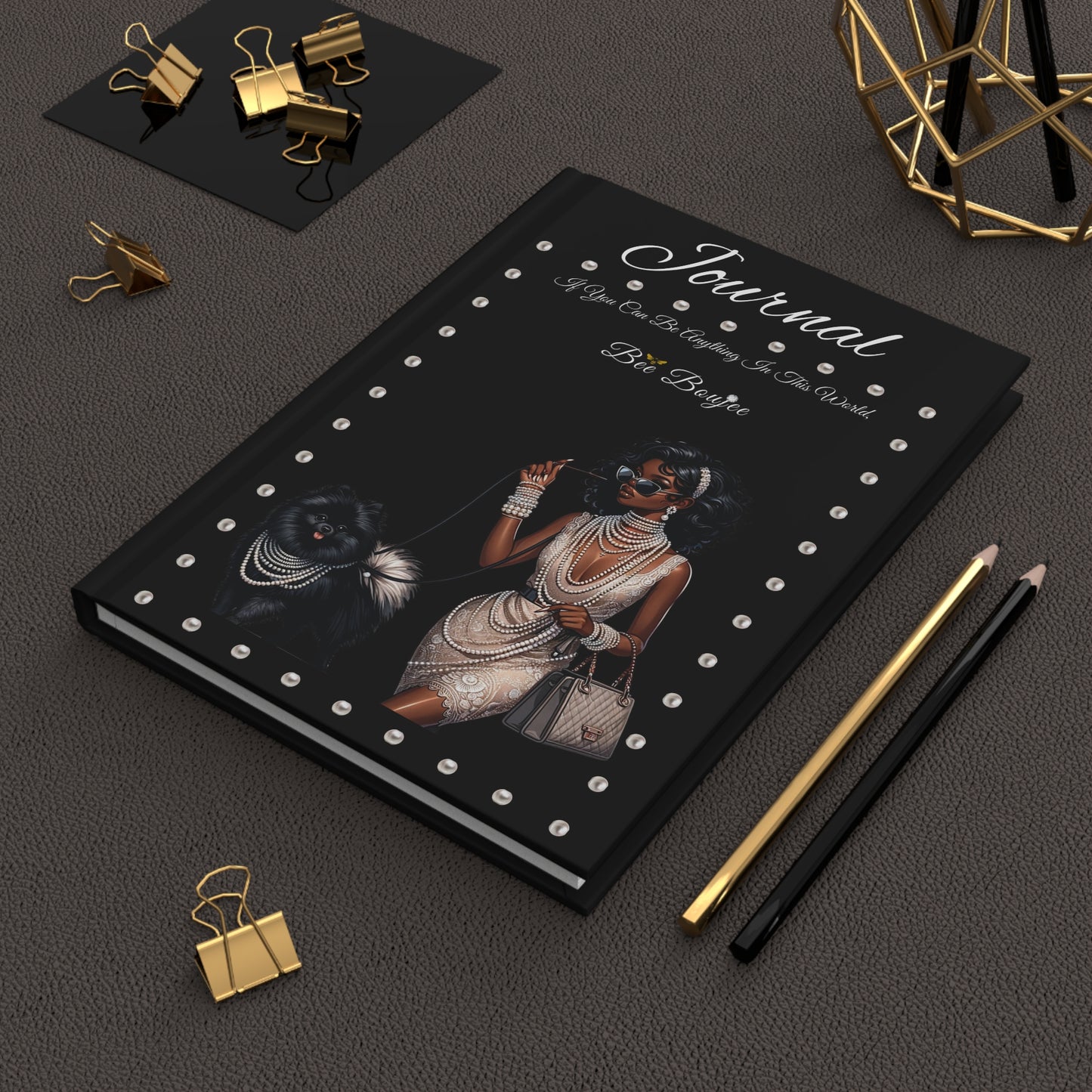 Hardcover "Bee" Boujee PEARLS Stroll 01- Journal Matte BLACK