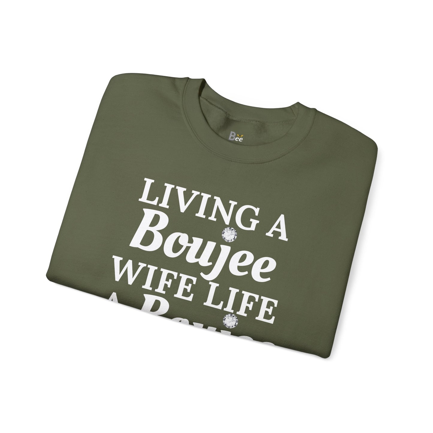 Living a Boujee Wife Life A Boujee Husband Spoils Me - Heavy Blend™ Dark Colors Crewneck Sweatshirt