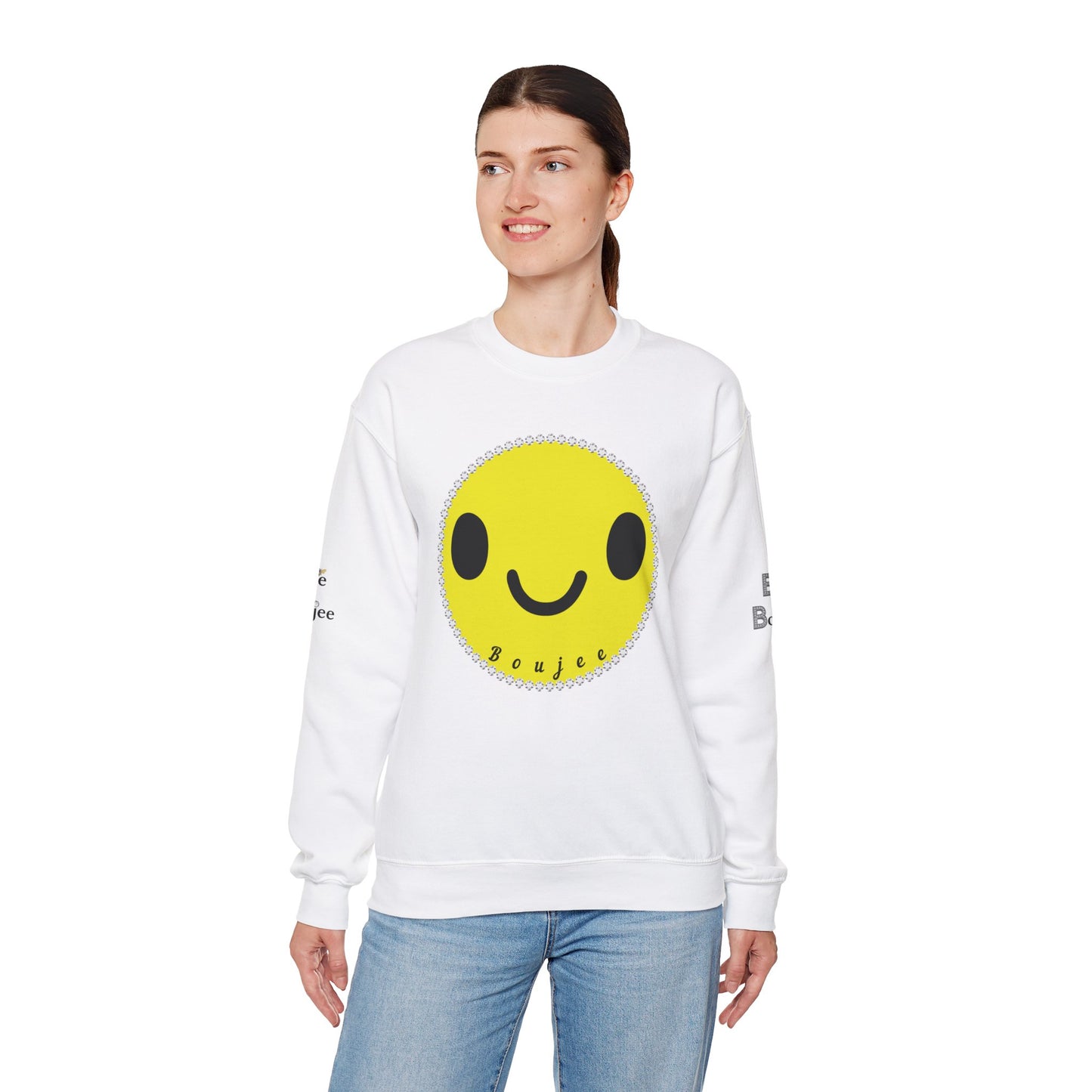 Boujee Smiley Face Yellow - Heavy Blend™ Light Colors Crewneck Sweatshirt