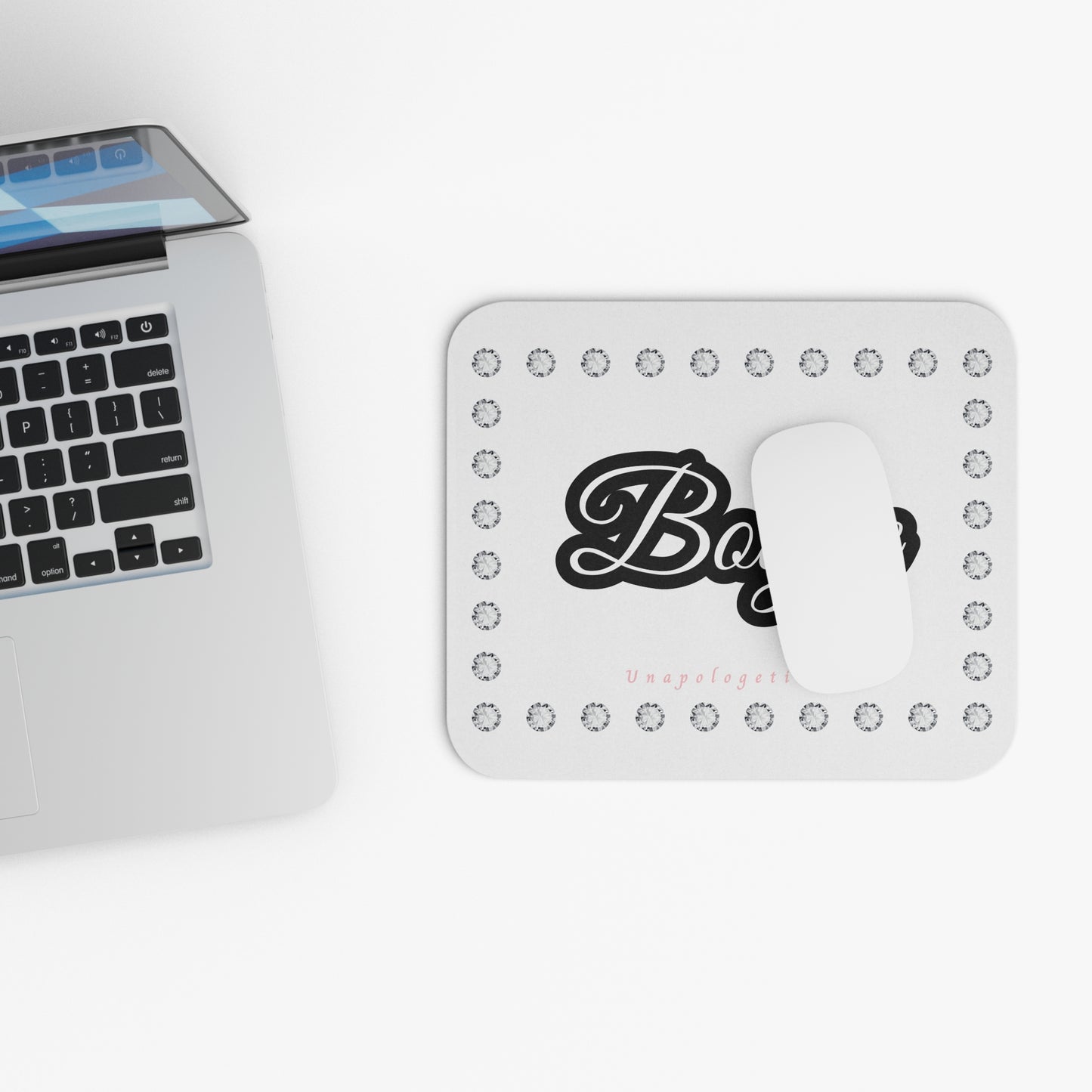 Boujee in Diamonds Mouse Pad WHITE (Rectangle)