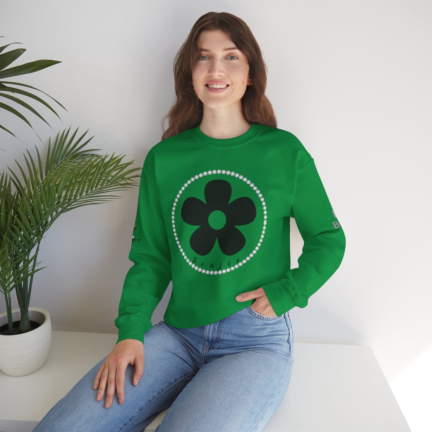 Boujee Black Flower - Heavy Blend™ Light Colors Crewneck Sweatshirt