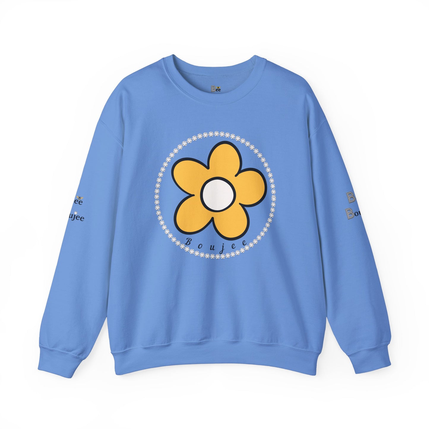 Boujee Flower Yellow White - Heavy Blend™ Light Colors Crewneck Sweatshirt