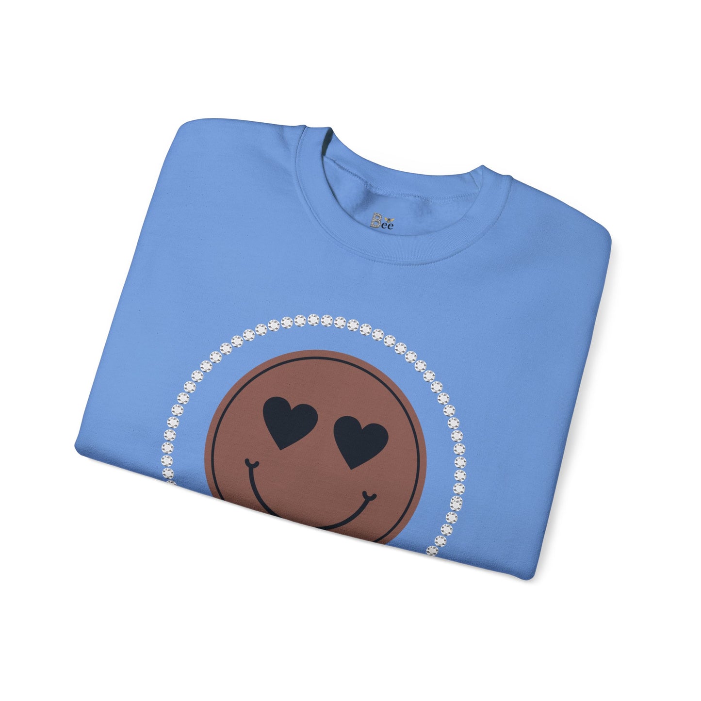 Boujee Smiley Face Heart Eyes Brown - Heavy Blend™ Light Colors Crewneck Sweatshirt