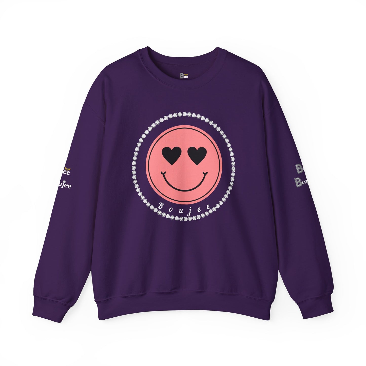 Boujee Smiley Face Pink Heart Eyes - Heavy Blend™ Dark Colors Crewneck Sweatshirt
