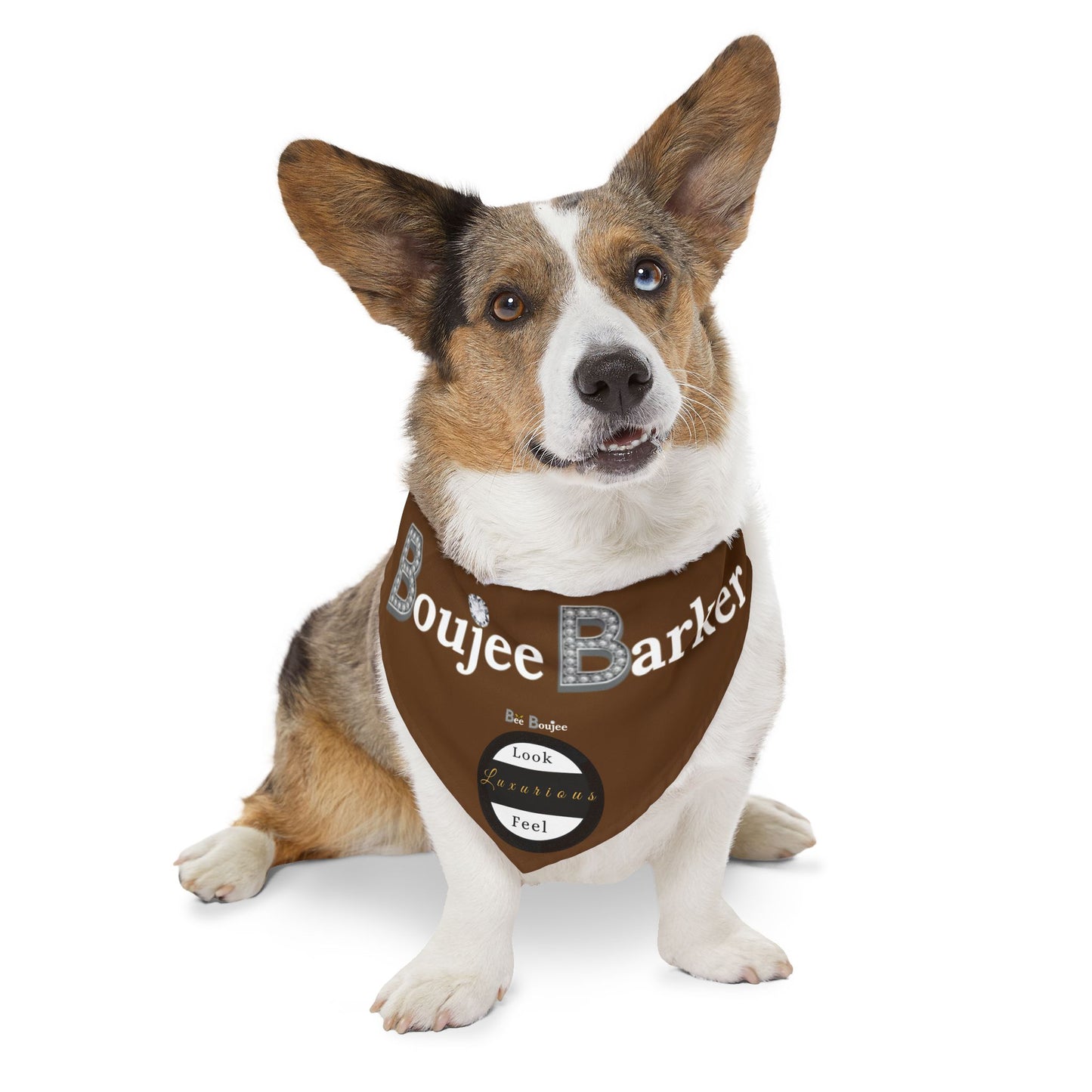 Boujee Barker Bandana BROWN - Pet Collar EXTRA LARGE