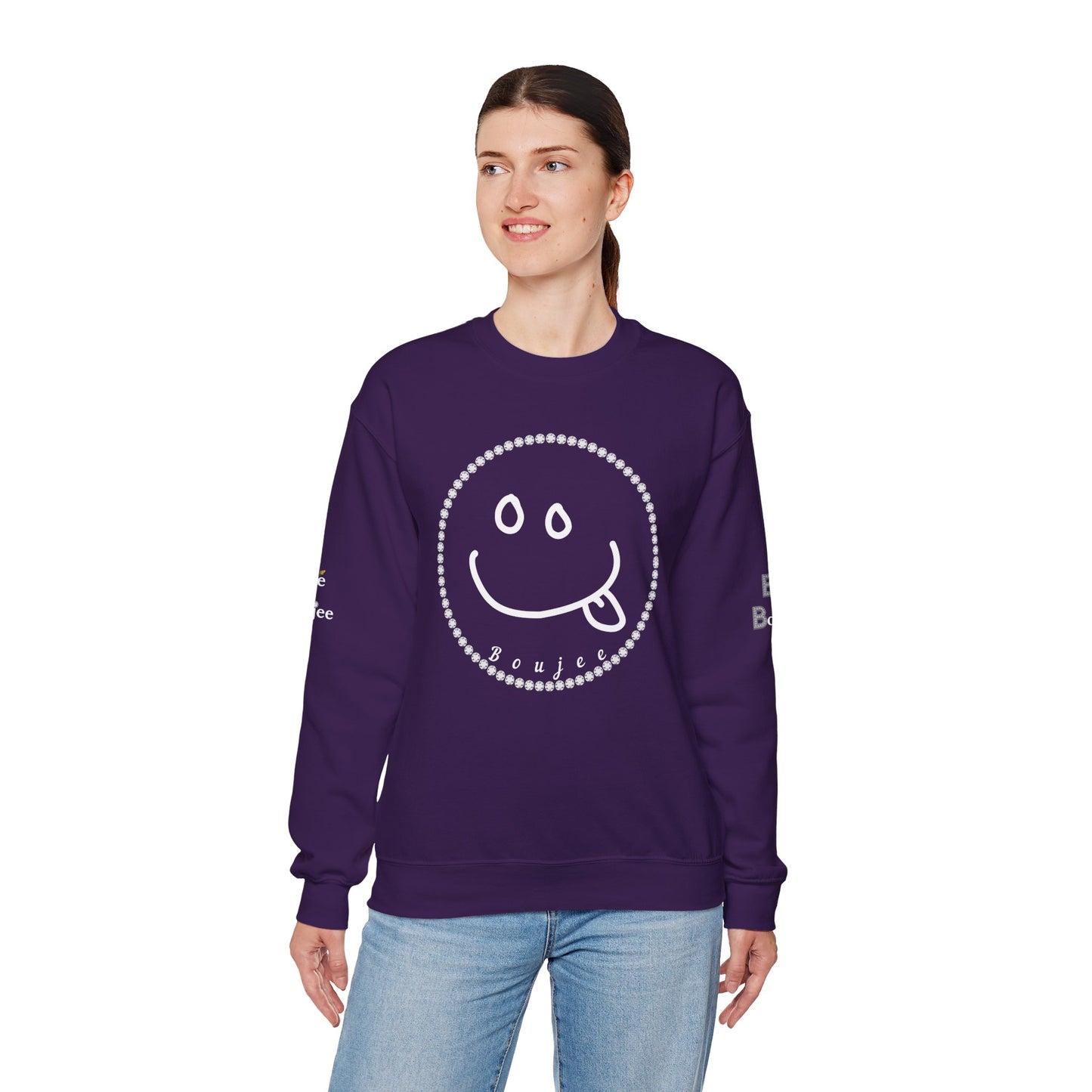 Boujee Smiley Goofy Face - Heavy Blend™ Dark Colors Crewneck Sweatshirt