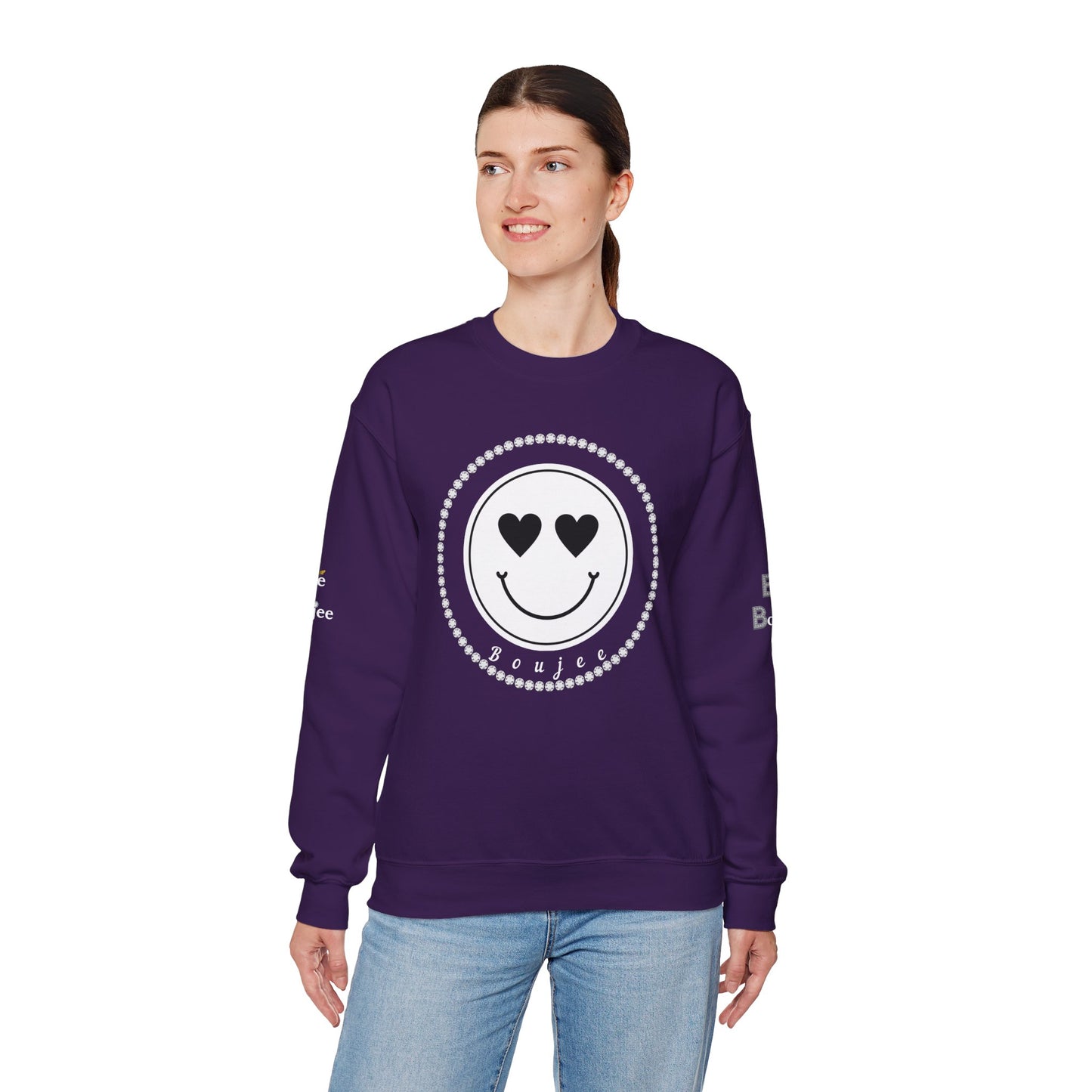 Boujee Smiley Face White Heart Eyes - Heavy Blend™ Dark Colors Crewneck Sweatshirt