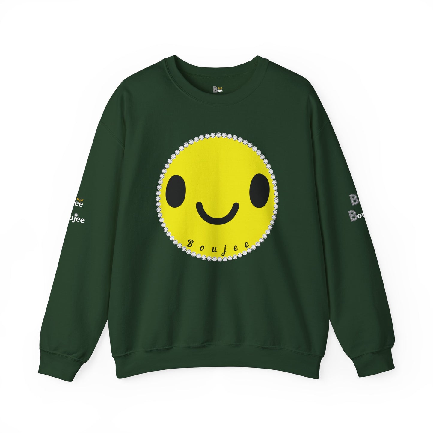 Boujee Smiley Face Yellow - Heavy Blend™ Dark Colors Crewneck Sweatshirt