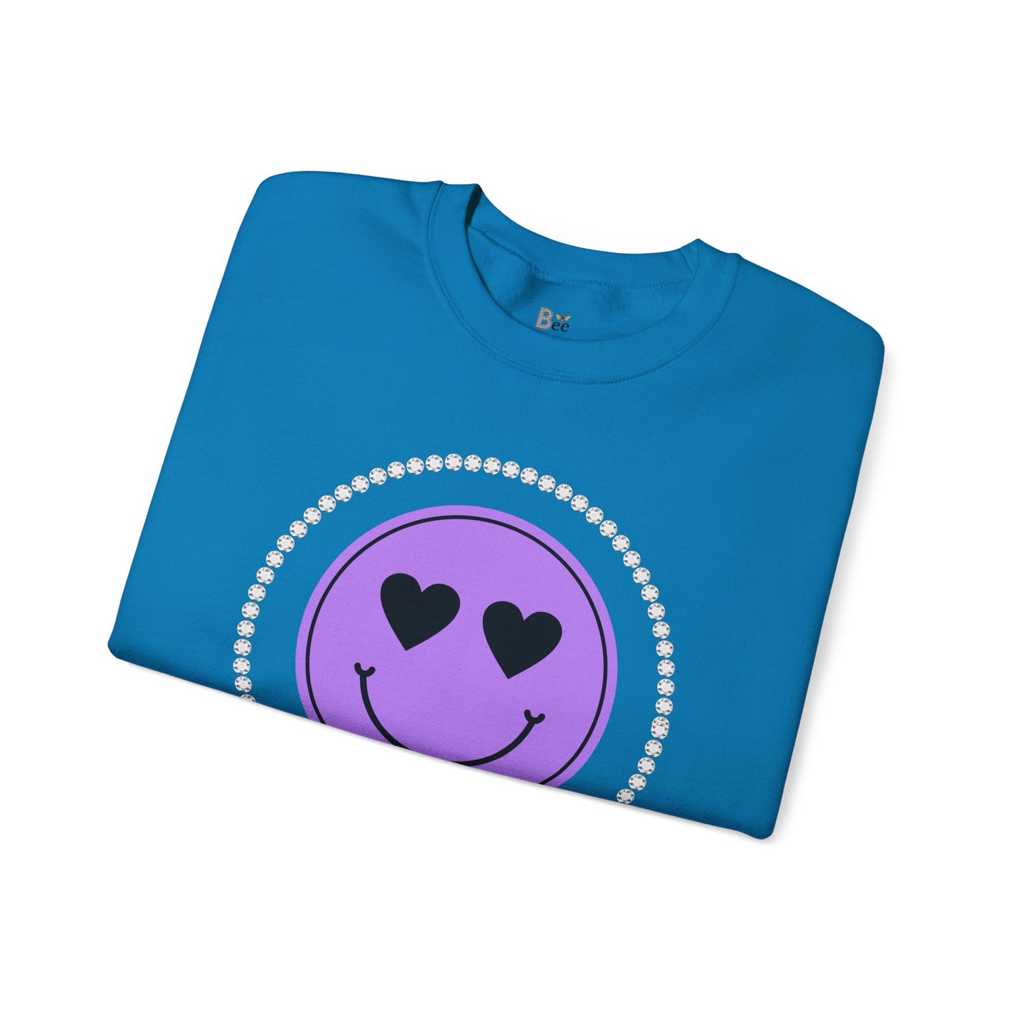 Boujee Smiley Face Purple Heart Eyes - Heavy Blend™ Light Colors Crewneck Sweatshirt