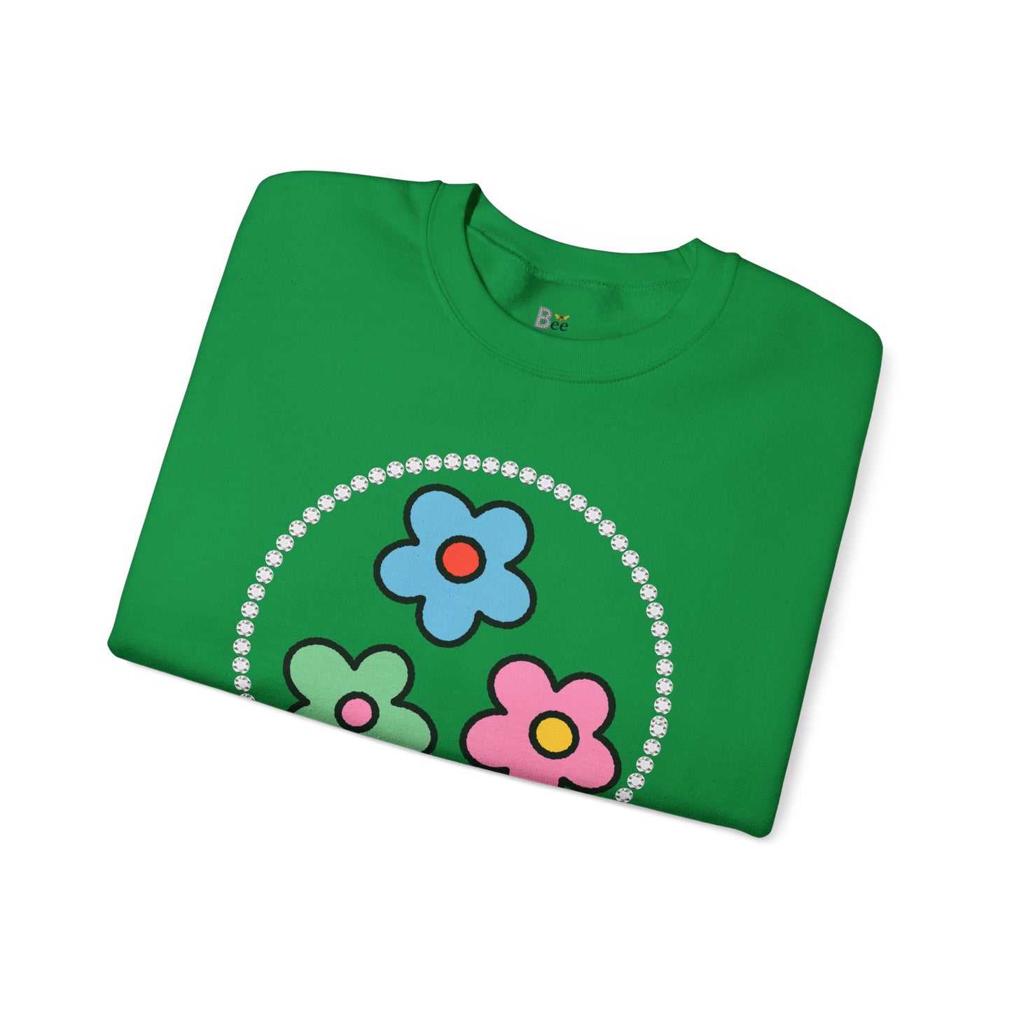 Boujee Mini Flowers Blue Pink Green - Heavy Blend™ Light Colors Crewneck Sweatshirt
