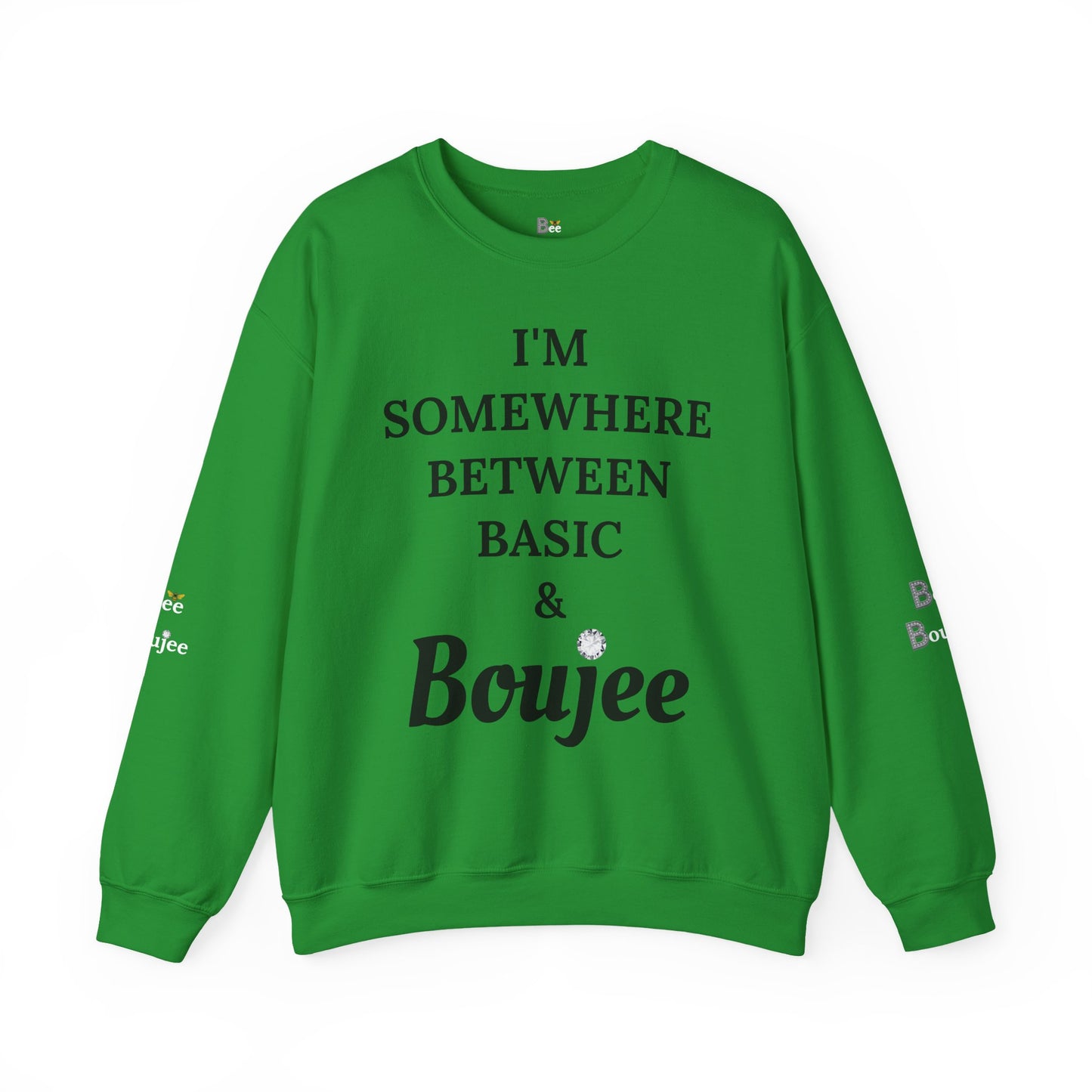 I'm Somewhere Between Basic & Boujee - Heavy Blend™ Light Colors Crewneck Sweatshirt