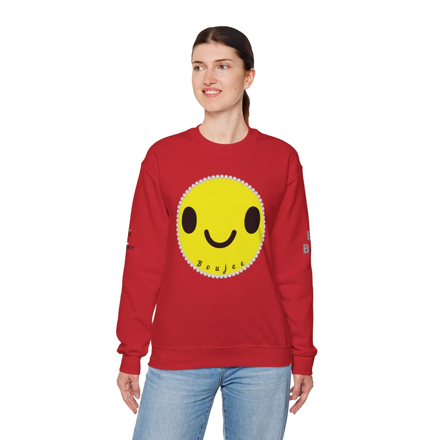 Boujee Smiley Face Yellow - Heavy Blend™ Light Colors Crewneck Sweatshirt