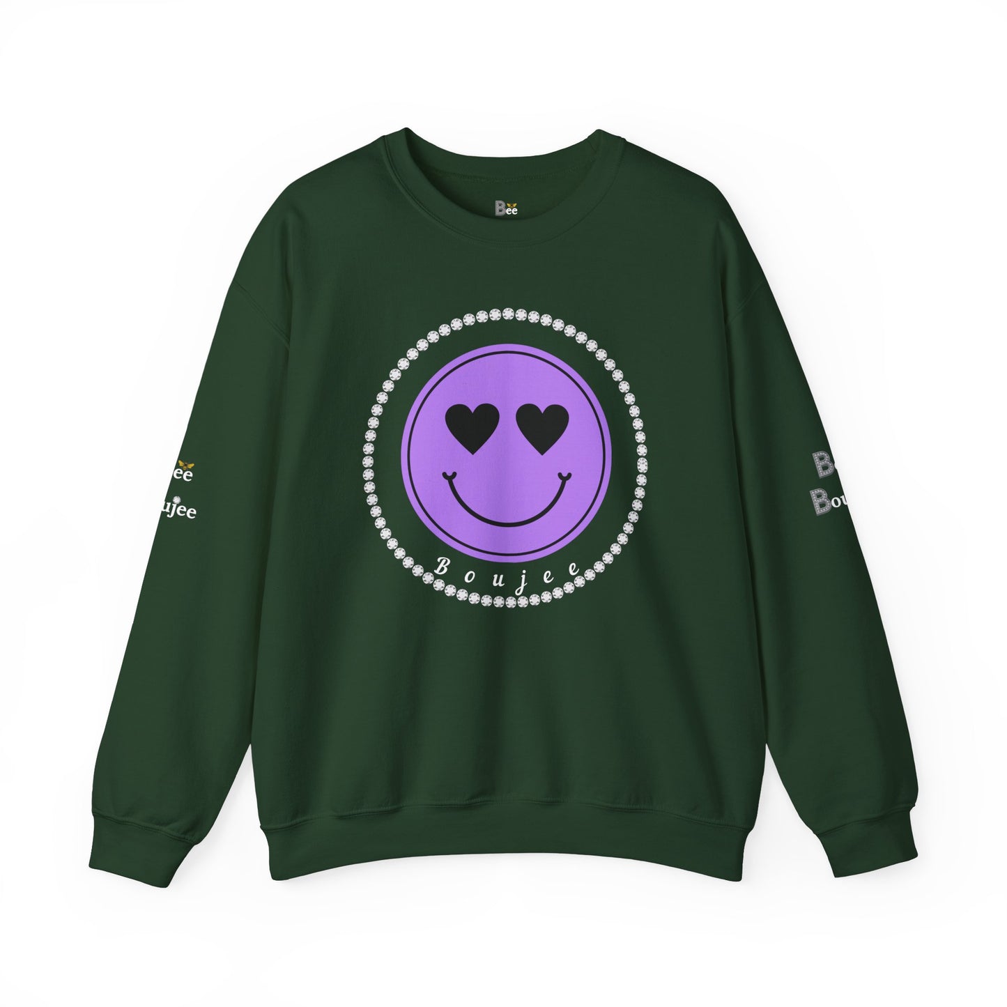 Boujee Smiley Face Purple Heart Eyes Yellow - Heavy Blend™ Dark Colors Crewneck Sweatshirt