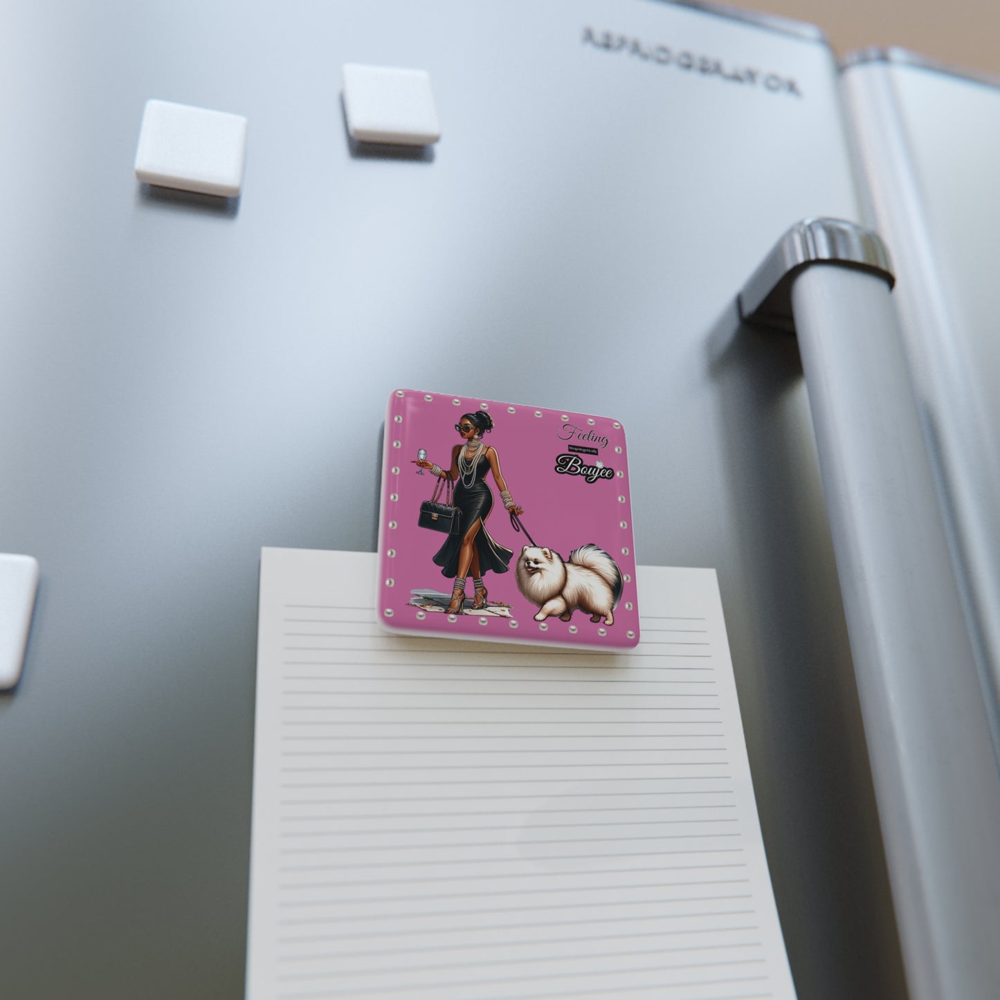 Feeling Boujee in PEARLS - Porcelain Magnet 02, Square PINK