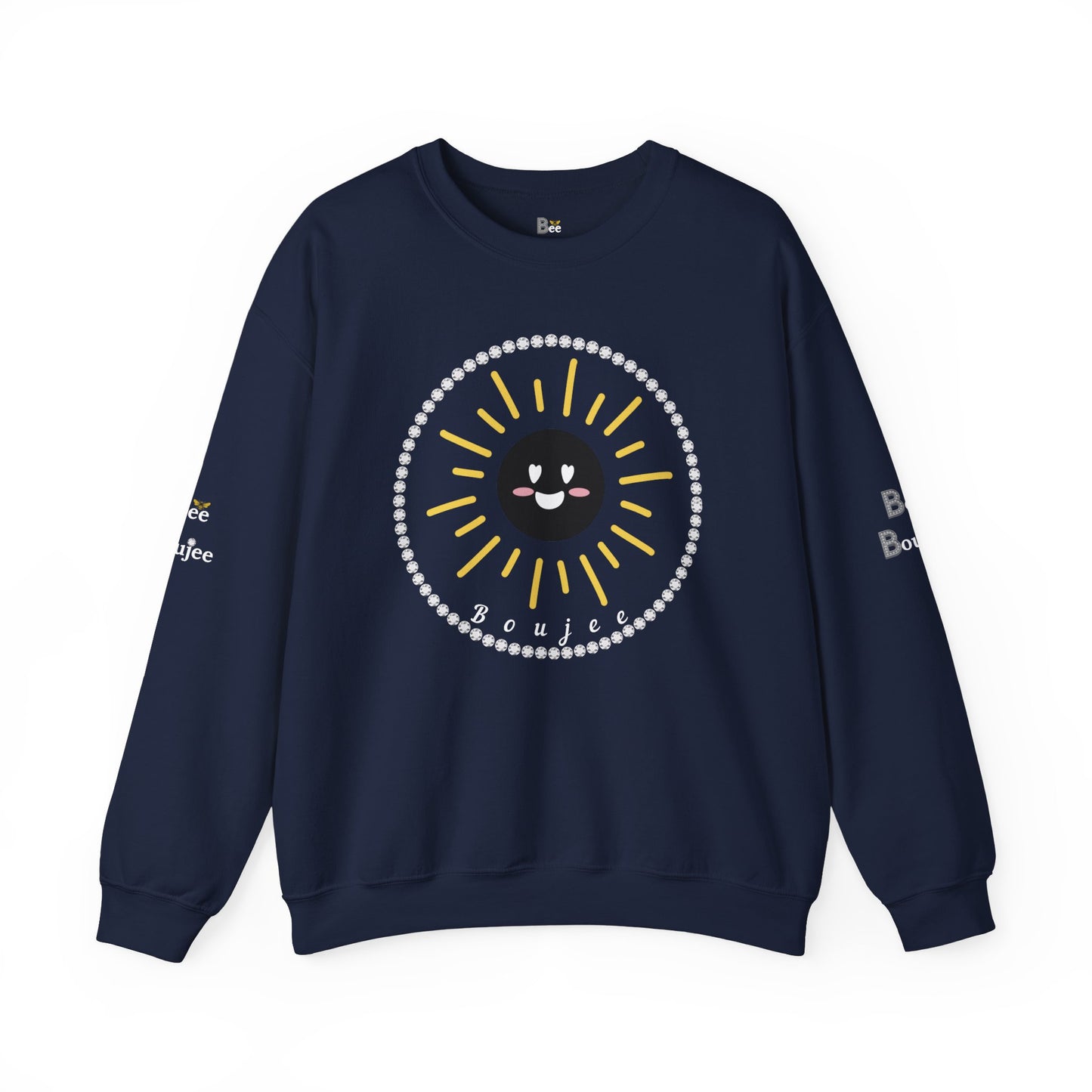Boujee Sunshine Smiley Face Black - Heavy Blend™ Dark Colors Crewneck Sweatshirt