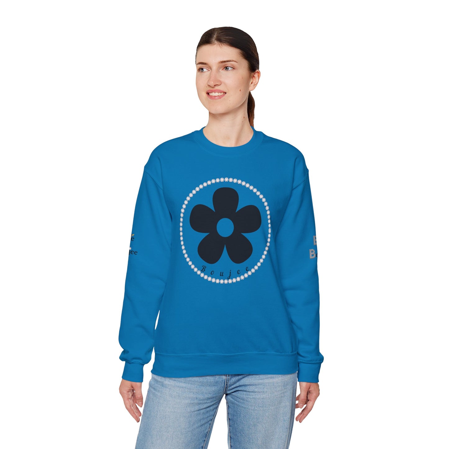 Boujee Black Flower - Heavy Blend™ Light Colors Crewneck Sweatshirt