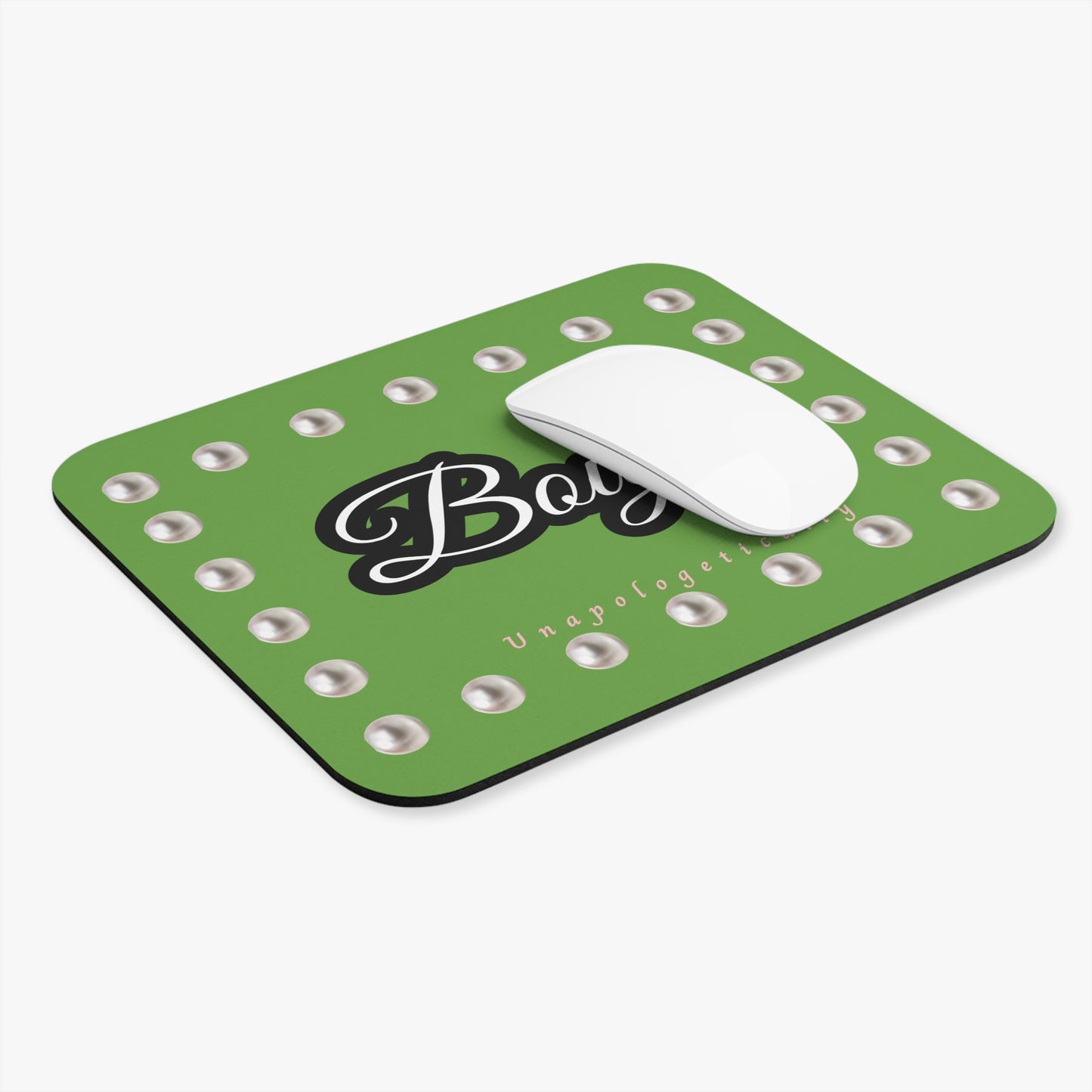 Boujee in Pearls Mouse Pad GREEN (Rectangle)
