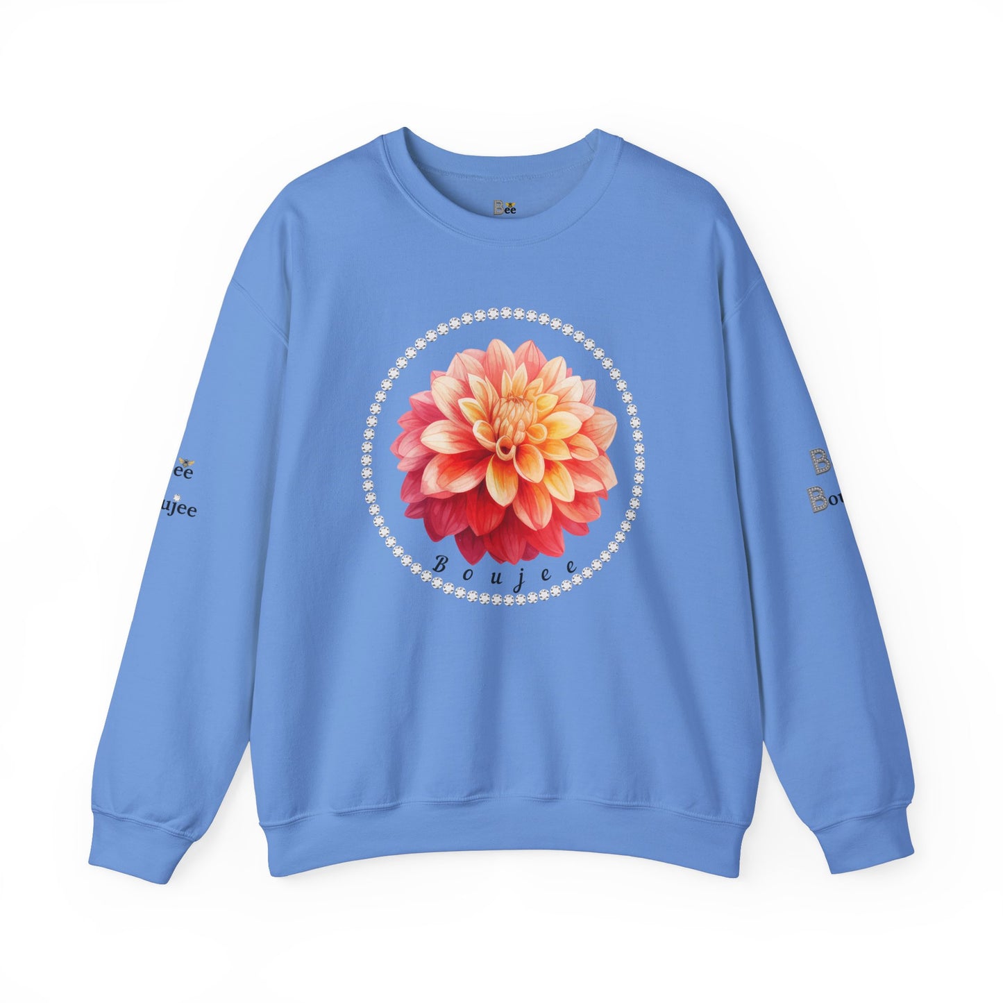 Boujee Flower Pink Yellow - Heavy Blend™ Light Colors Crewneck Sweatshirt