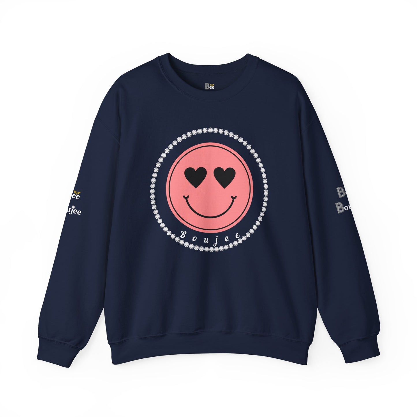 Boujee Smiley Face Pink Heart Eyes - Heavy Blend™ Dark Colors Crewneck Sweatshirt