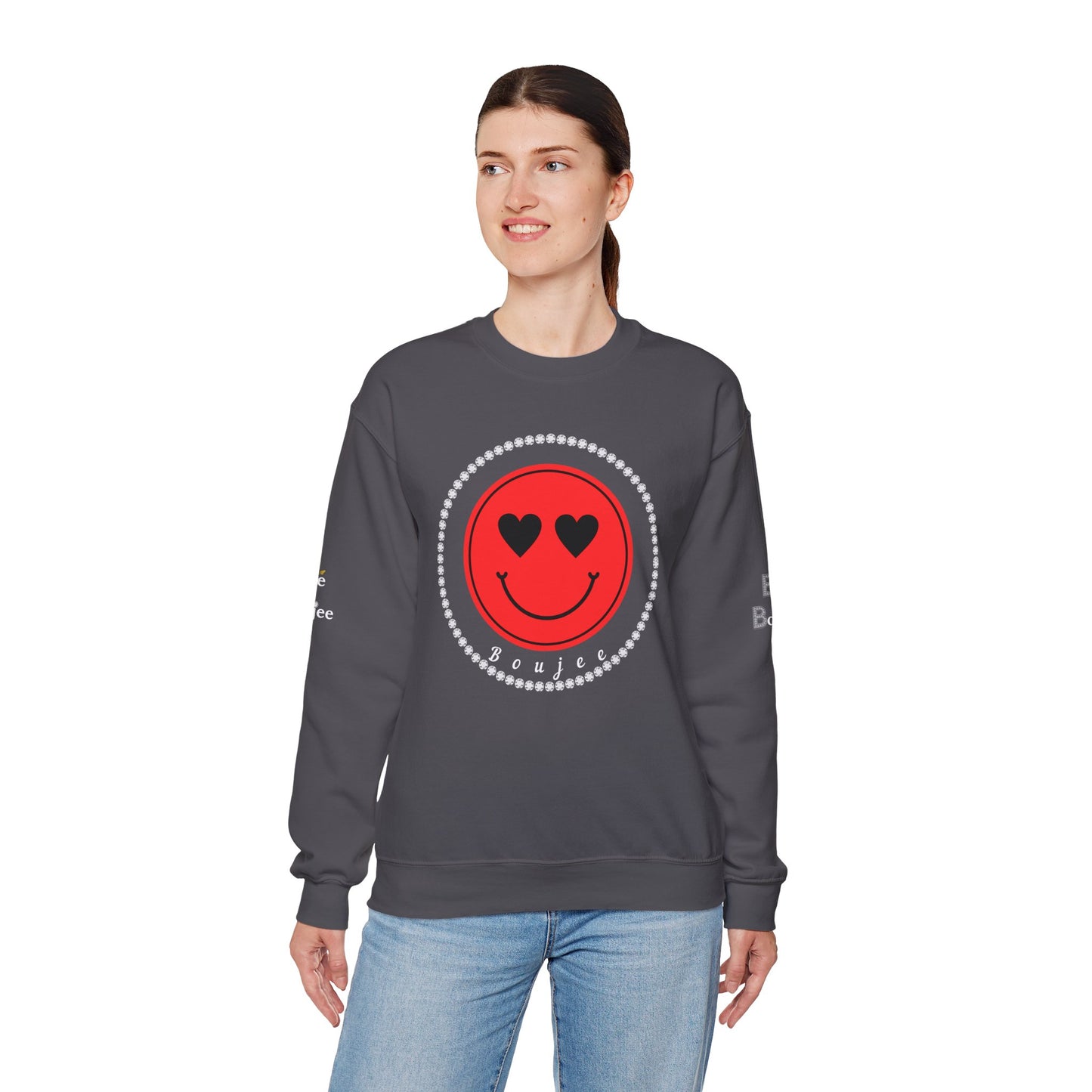 Boujee Smiley Face Red Heart Eyes - Heavy Blend™ Dark Colors Crewneck Sweatshirt