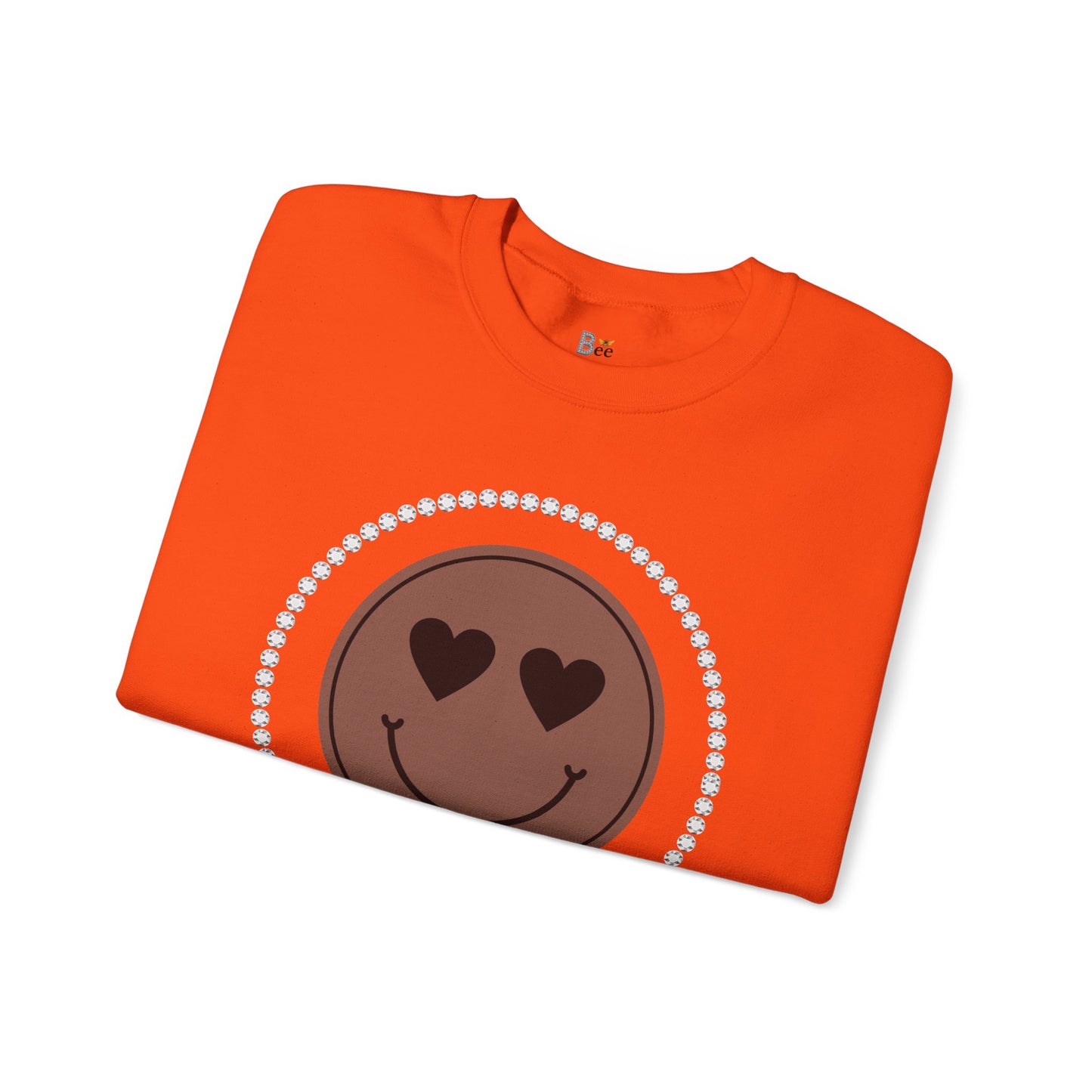 Boujee Smiley Face Heart Eyes Brown - Heavy Blend™ Light Colors Crewneck Sweatshirt