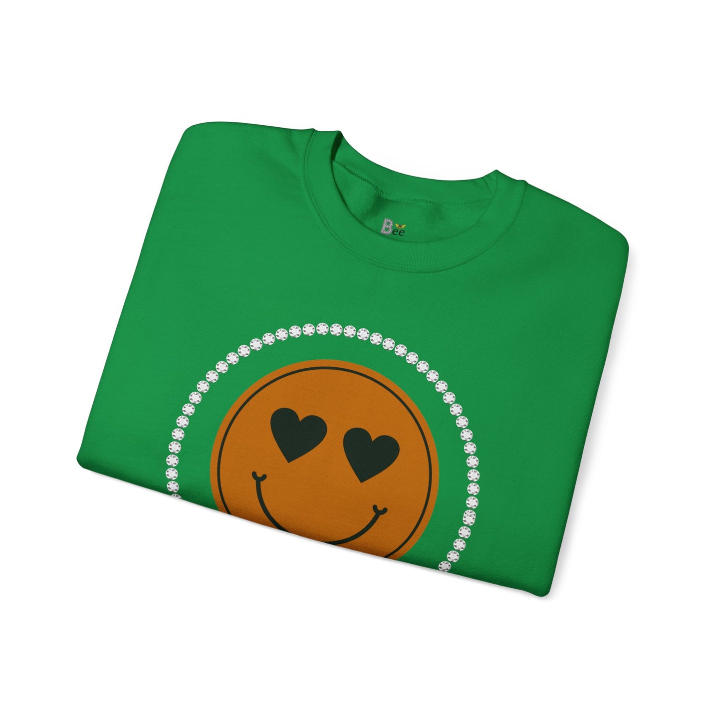 Boujee Smiley Face Heart Eyes Brown - Heavy Blend™ Light Colors Crewneck Sweatshirt