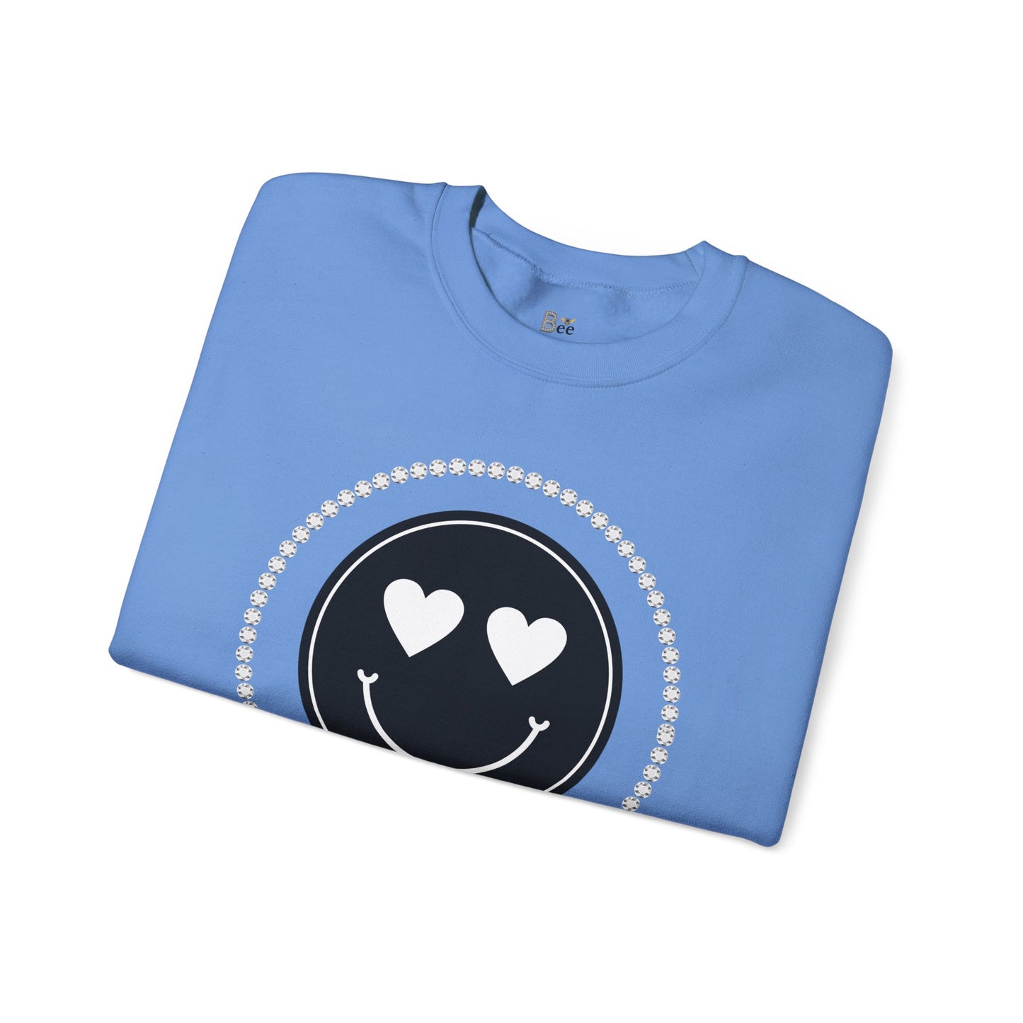 Boujee Smiley Face Heart Eyes Black - Heavy Blend™ Light Colors Crewneck Sweatshirt