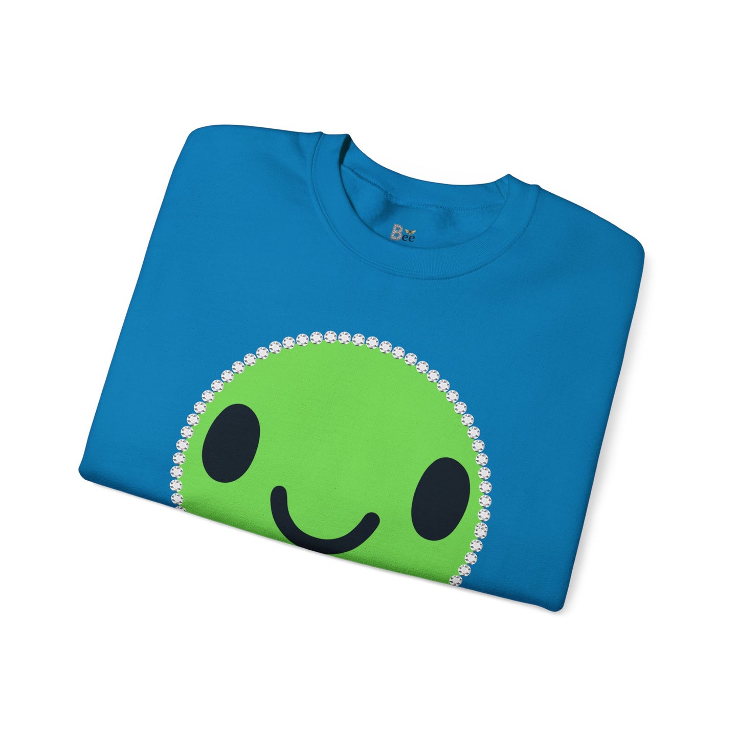 Boujee Smiley Face Green - Heavy Blend™ Light Colors Crewneck Sweatshirt