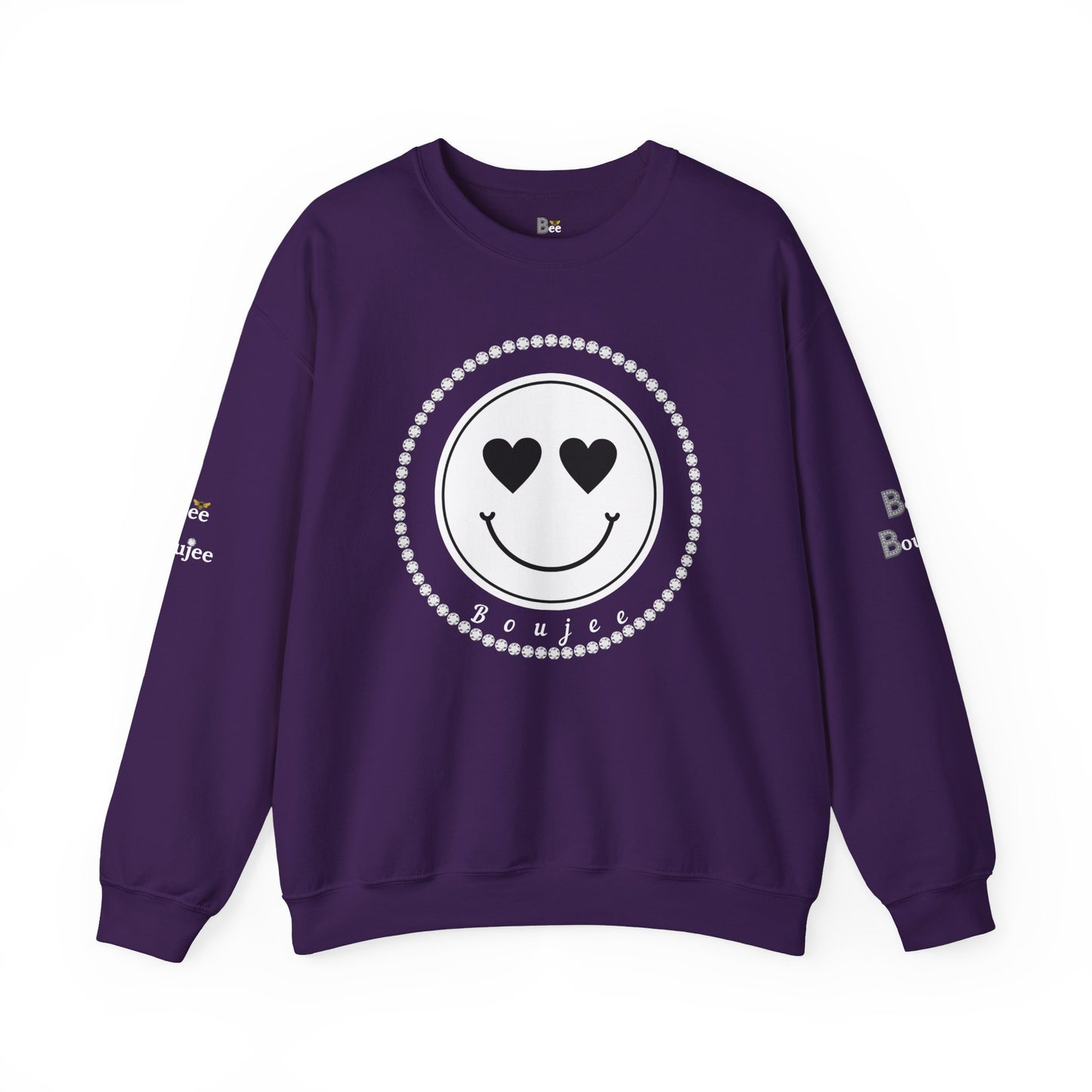 Boujee Smiley Face White Heart Eyes - Heavy Blend™ Dark Colors Crewneck Sweatshirt