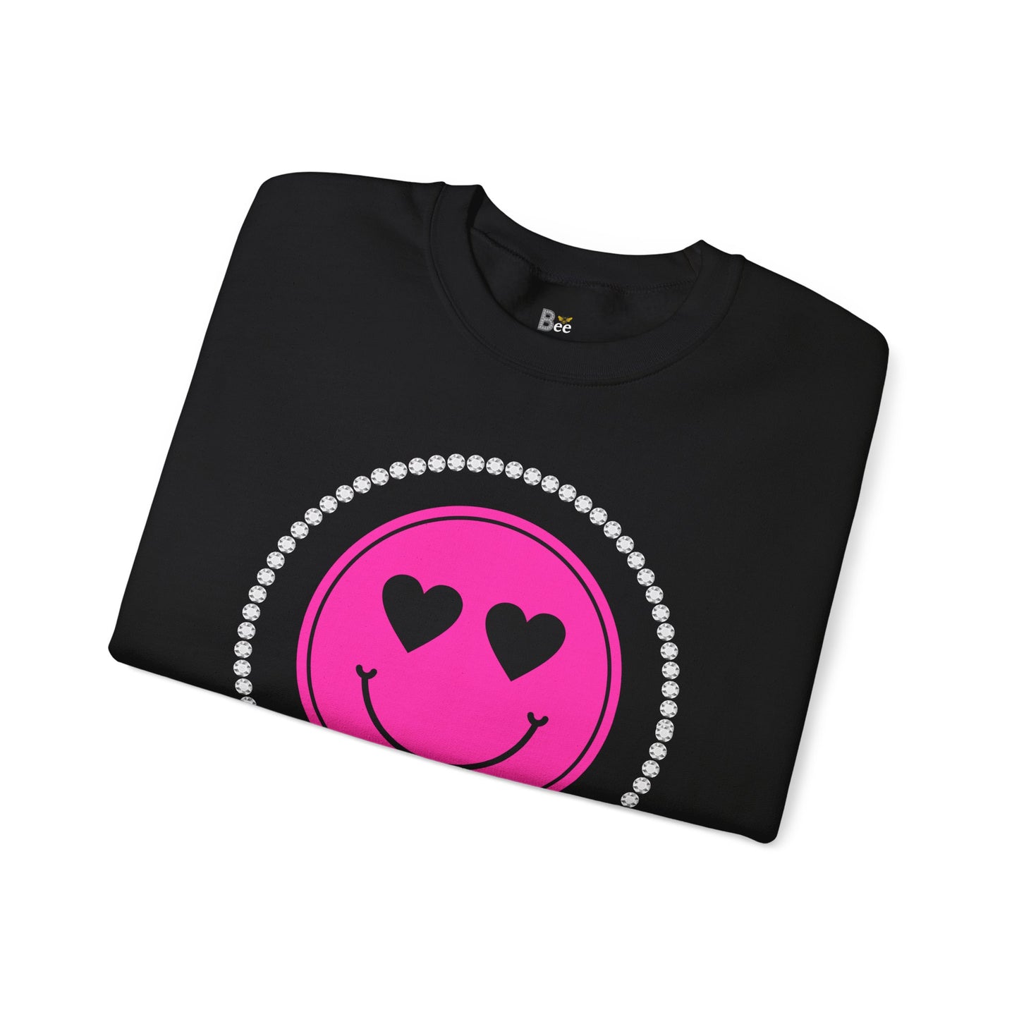 Boujee Smiley Face Pink Heart Eyes - Heavy Blend™ Dark Colors Crewneck Sweatshirt