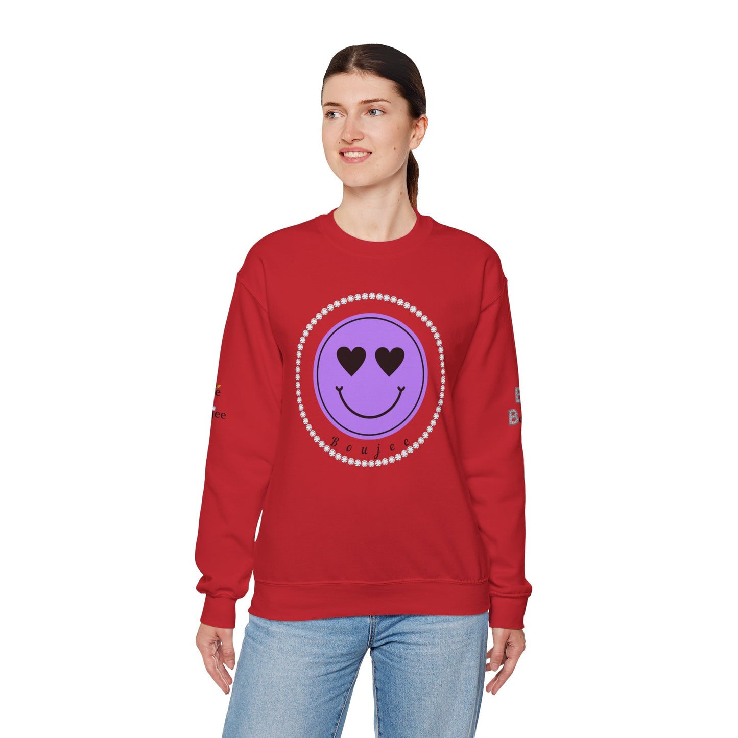 Boujee Smiley Face Purple Heart Eyes - Heavy Blend™ Light Colors Crewneck Sweatshirt