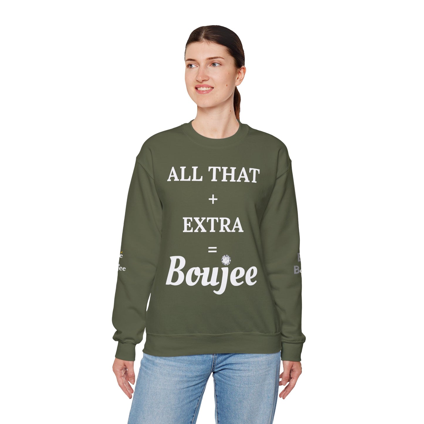 All That + Extra = Boujee - Heavy Blend™ Dark Colors Crewneck Sweatshirt