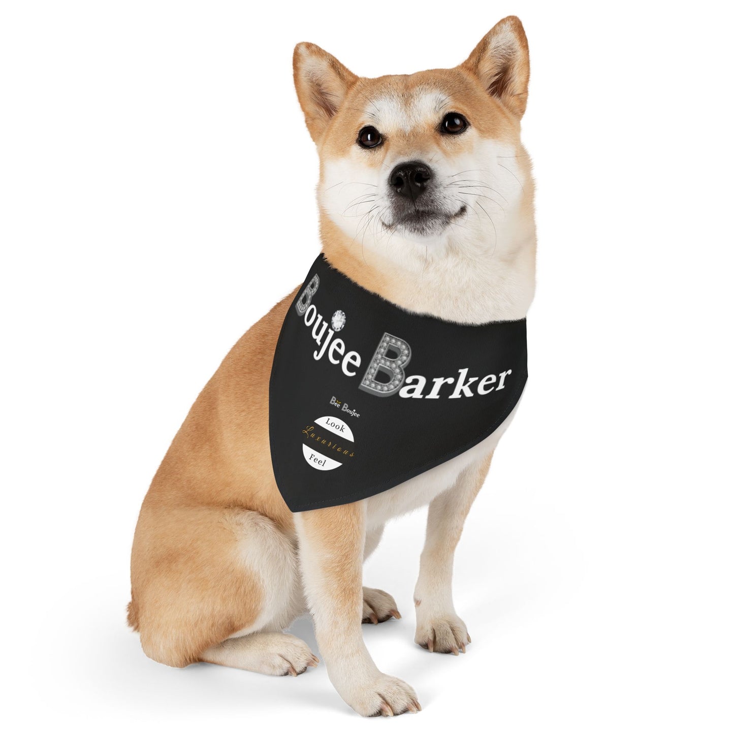 Boujee Barker Bandana BLACK - Pet Collar LARGE