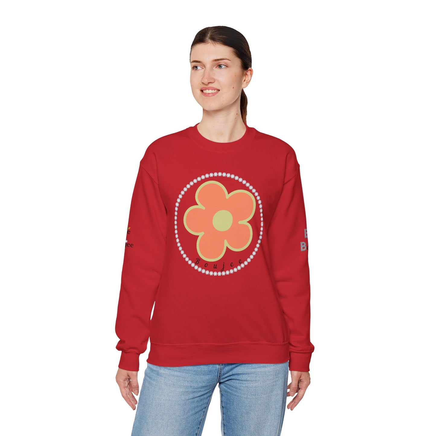 Boujee Flower Orange Green - Heavy Blend™ Light Colors Crewneck Sweatshirt