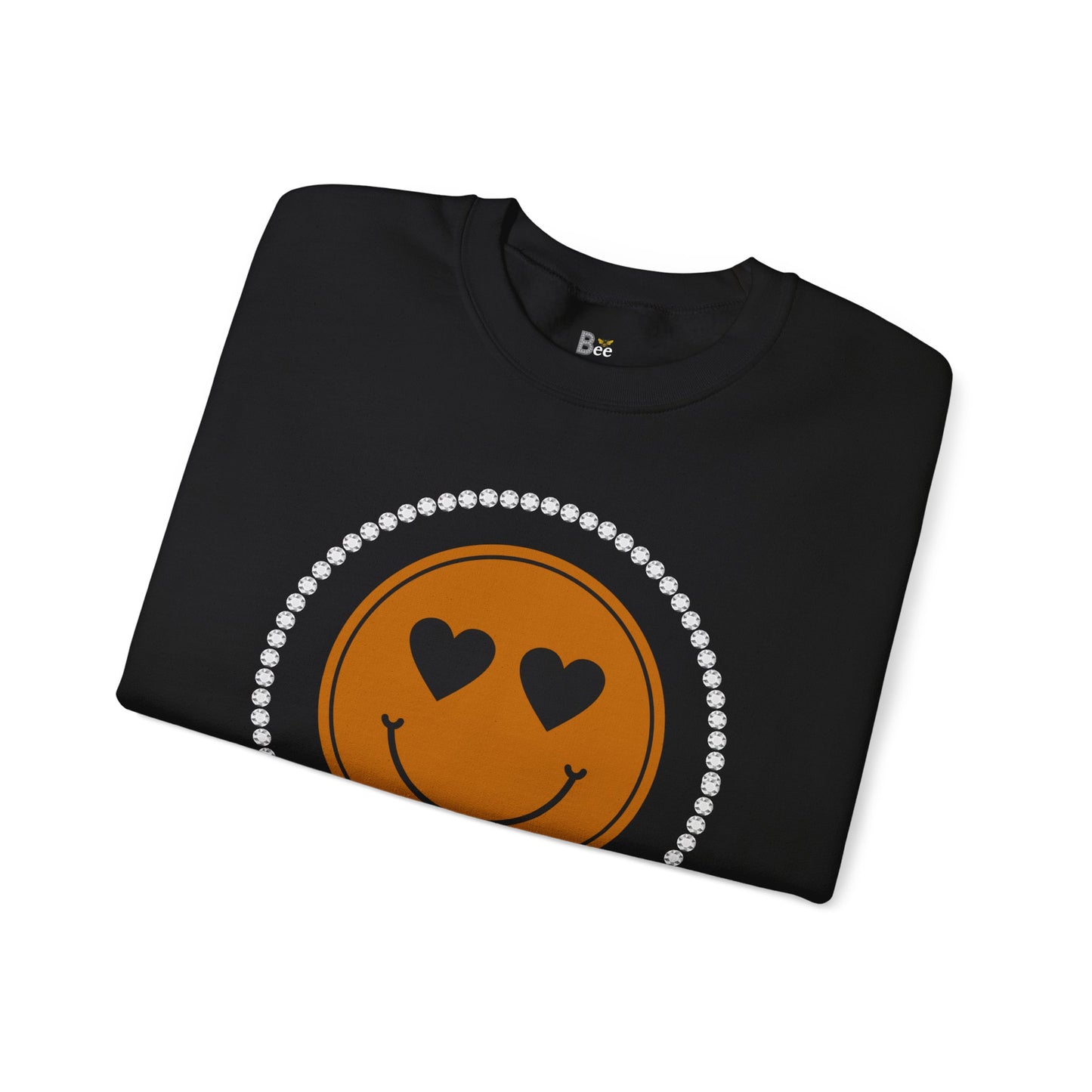 Boujee Smiley Face Brown Heart Eyes - Heavy Blend™ Dark Colors Crewneck Sweatshirt