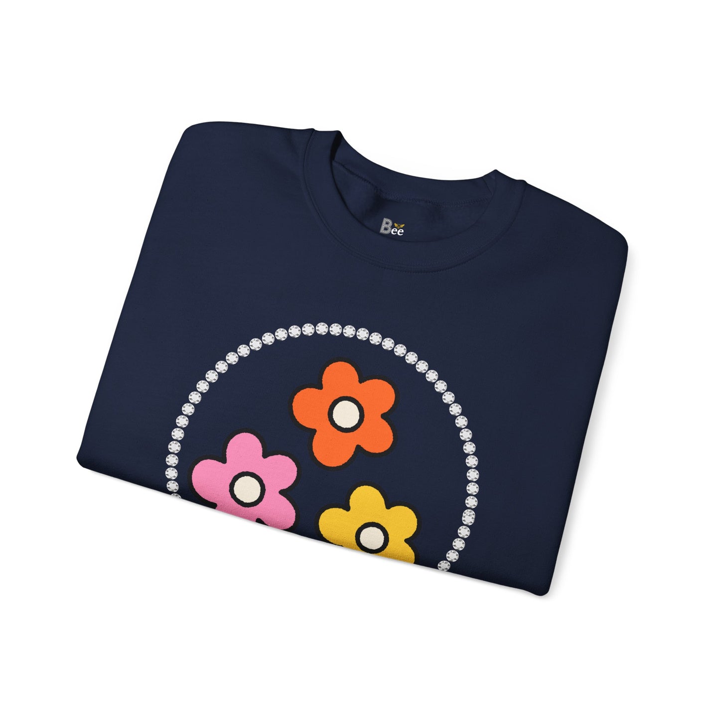 Boujee Mini Flowers Pink Orange Yellow in Diamonds Heavy Blend™ Dark Colors Crewneck Sweatshirt
