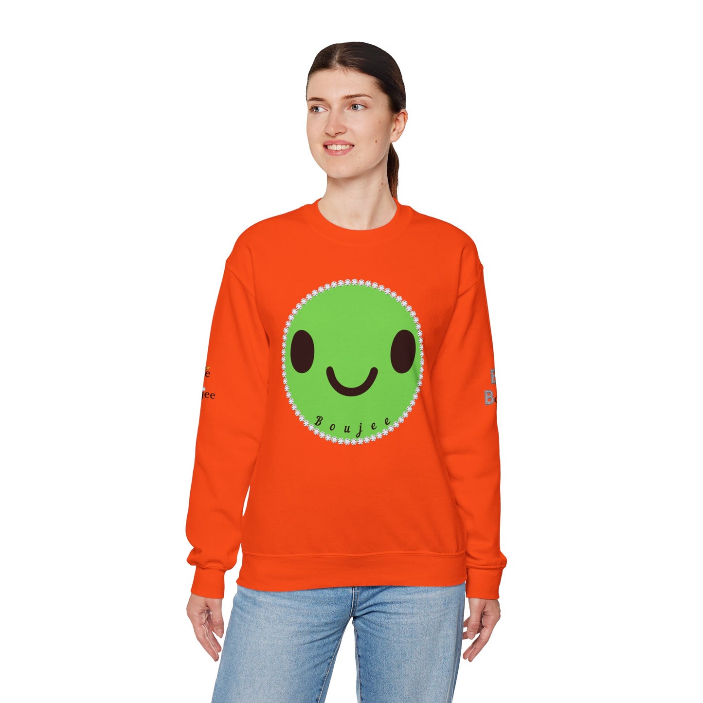 Boujee Smiley Face Green - Heavy Blend™ Light Colors Crewneck Sweatshirt