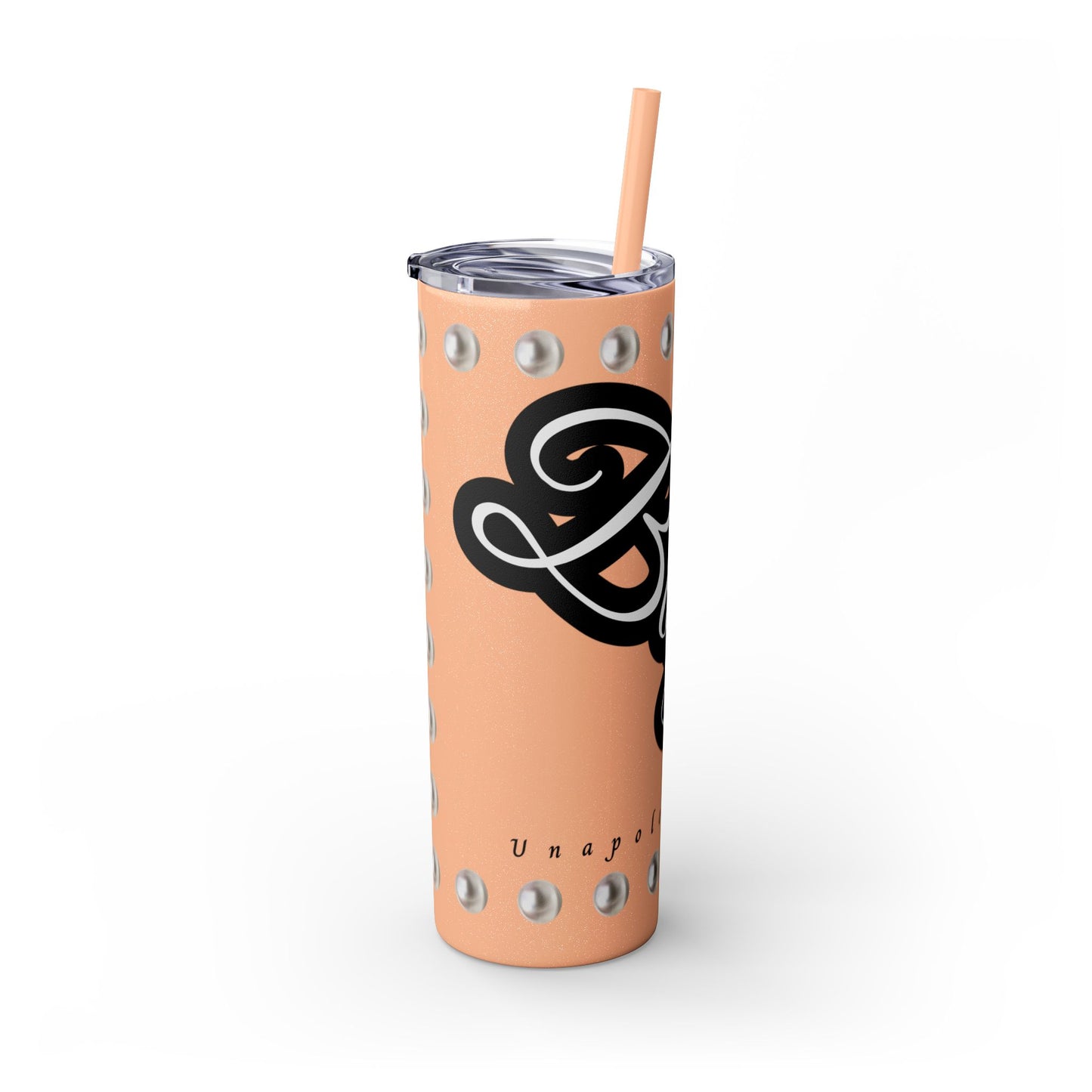 Boujee Unapologetically in PEARLS - Skinny Tumbler with Straw, 20oz