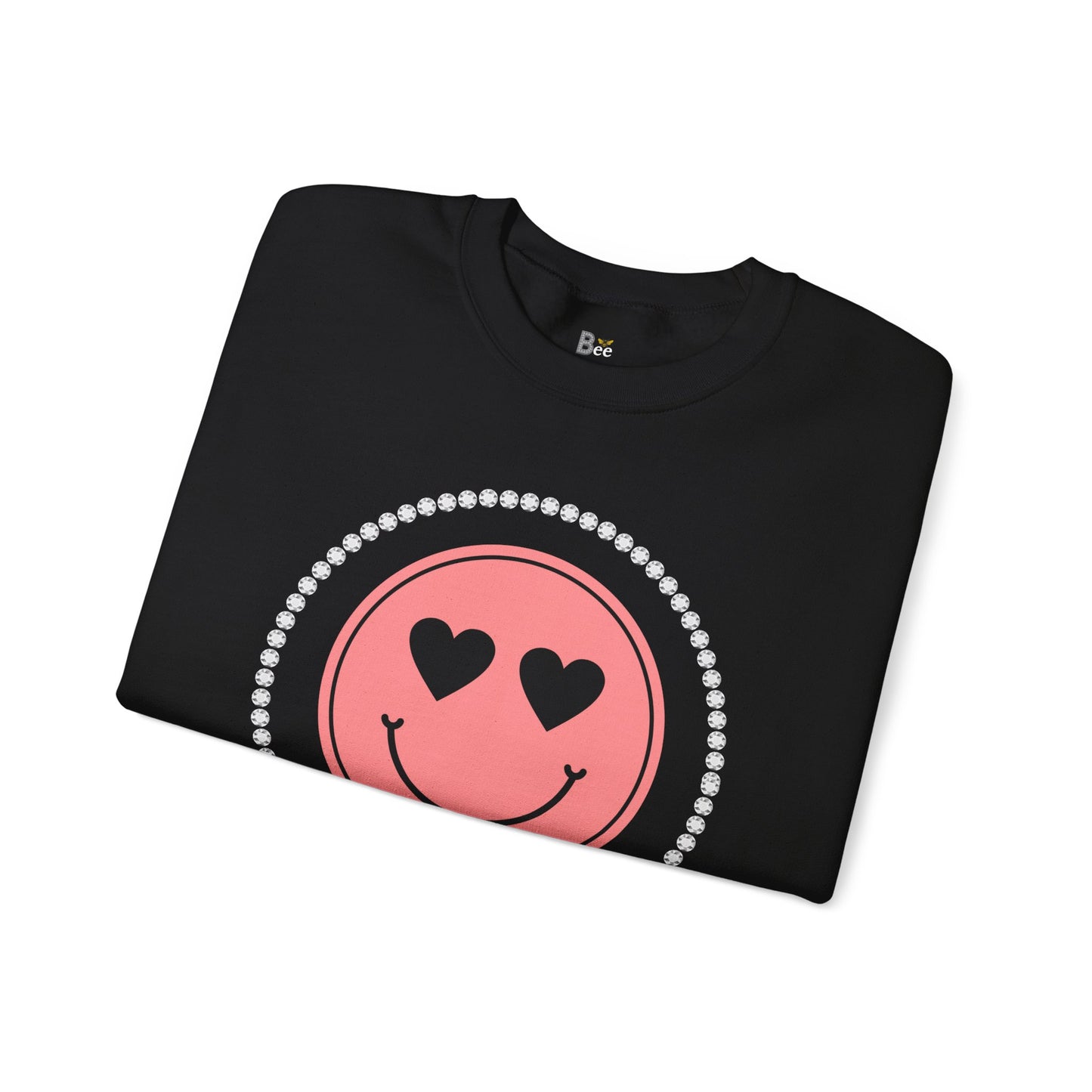 Boujee Smiley Face Pink Heart Eyes - Heavy Blend™ Dark Colors Crewneck Sweatshirt