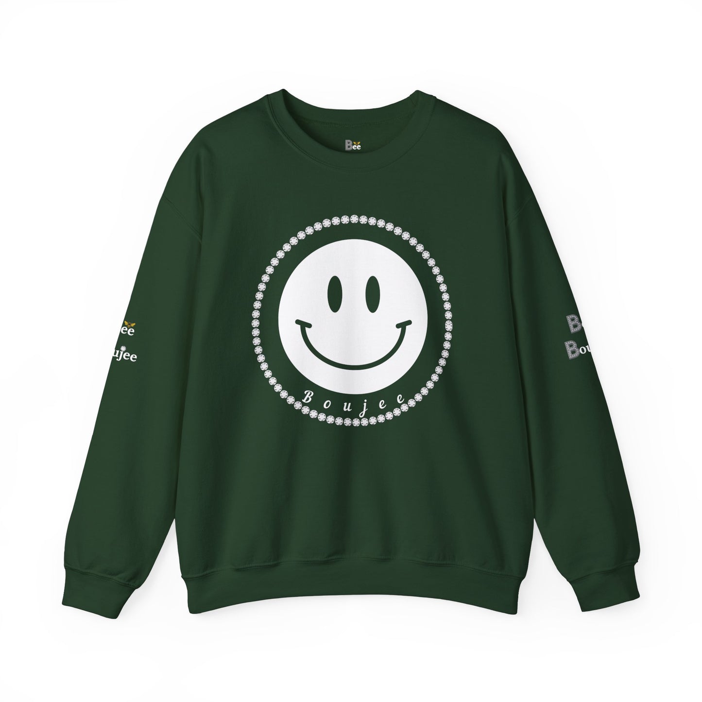 Boujee Smiley Face White - Heavy Blend™ Dark Colors Crewneck Sweatshirt