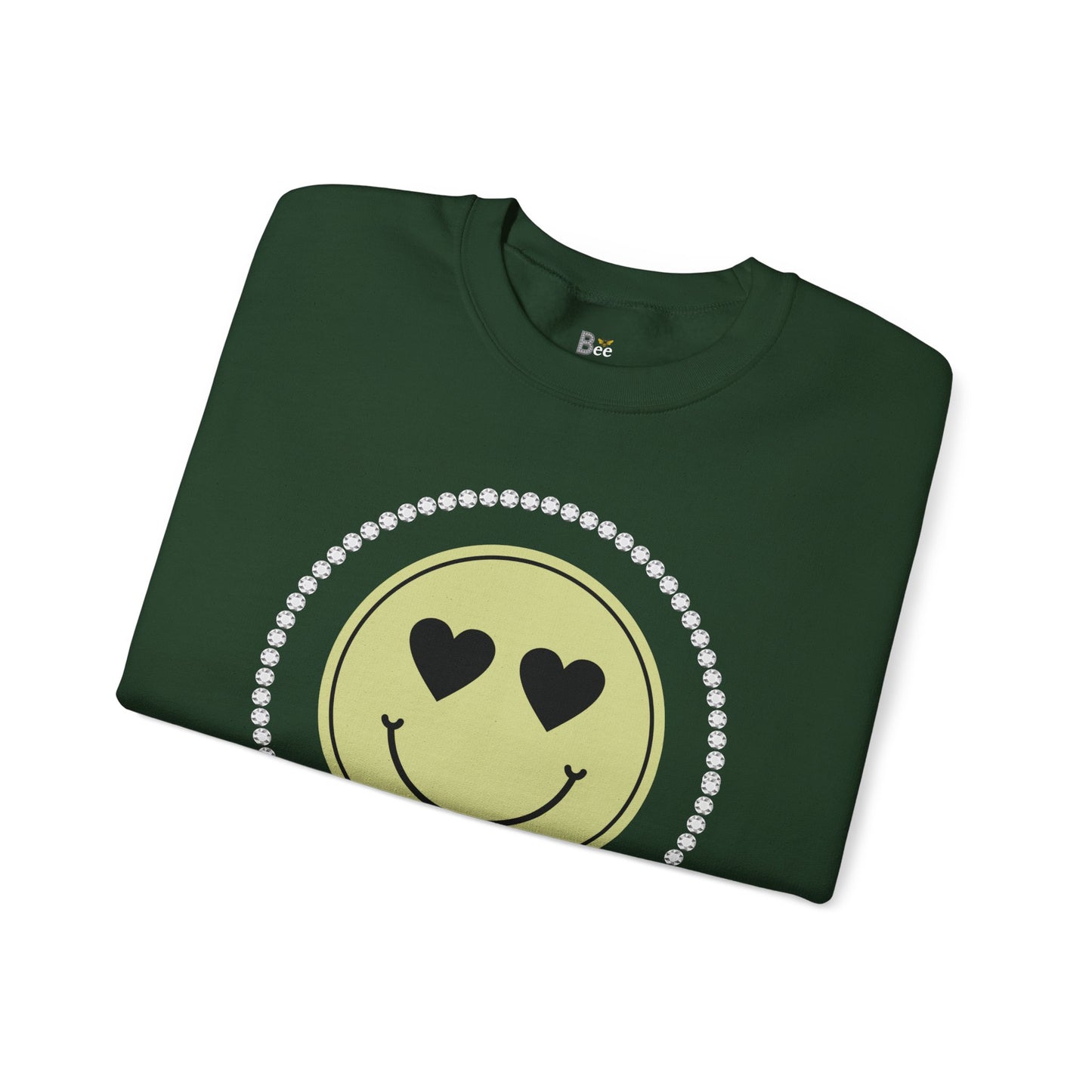 Boujee Smiley Face Beige Heart Eyes - Heavy Blend™ Dark Colors Crewneck Sweatshirt