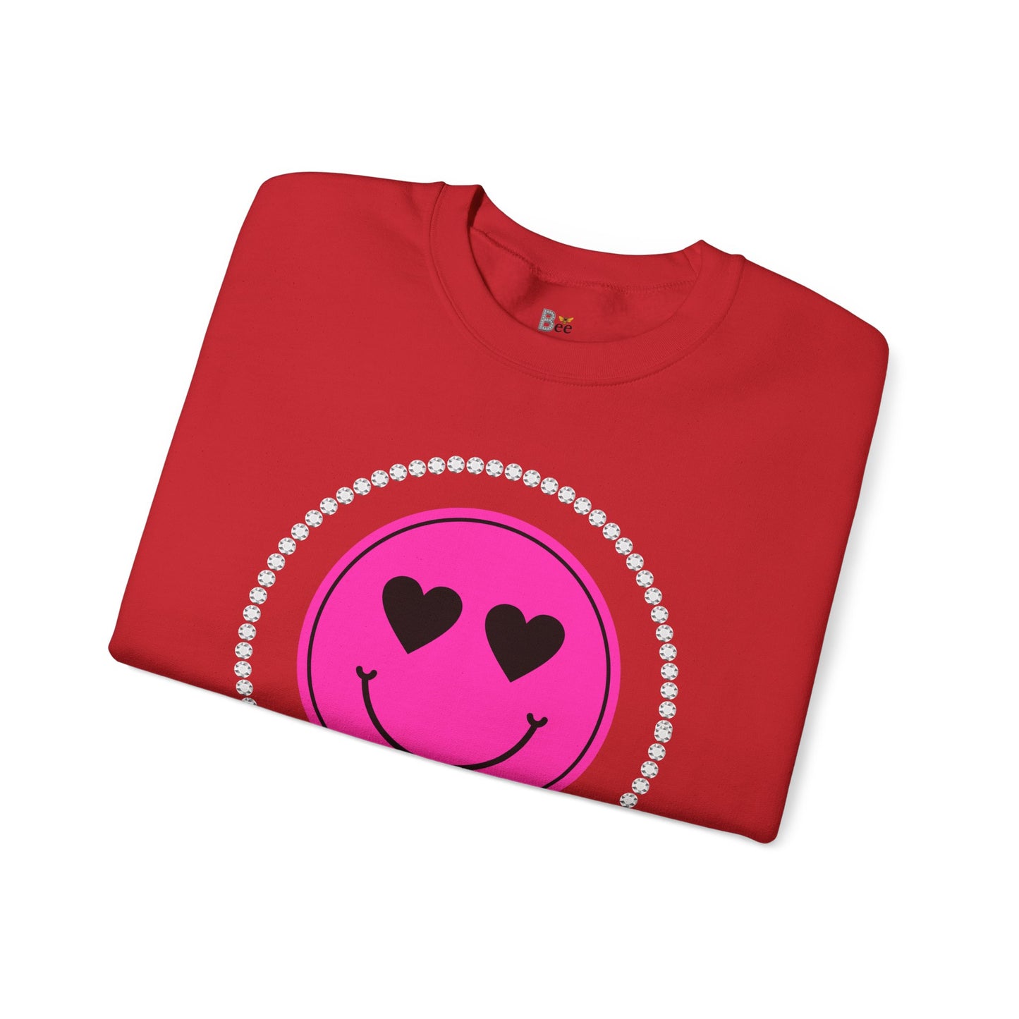 Boujee Smiley Face Heart Eyes Pink - Heavy Blend™ Light Colors Crewneck Sweatshirt