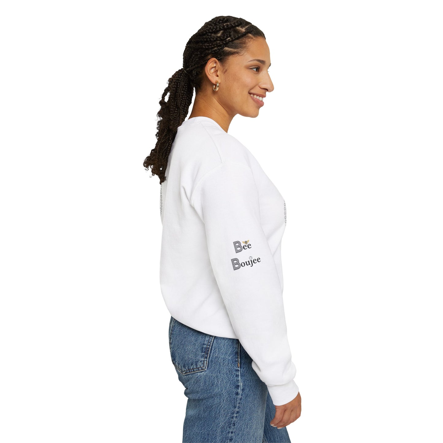 Boujee Smiley Face Heart Eyes Black - Heavy Blend™ Light Colors Crewneck Sweatshirt