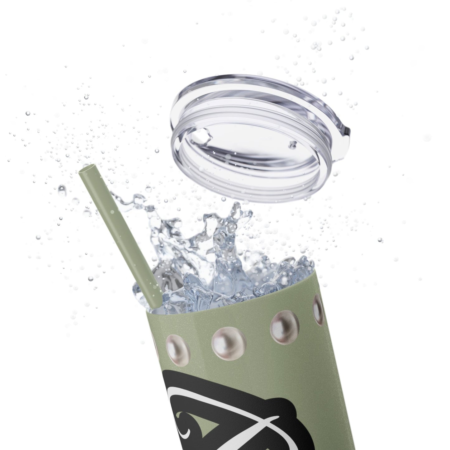 Boujee Unapologetically in PEARLS - Skinny Tumbler with Straw, 20oz